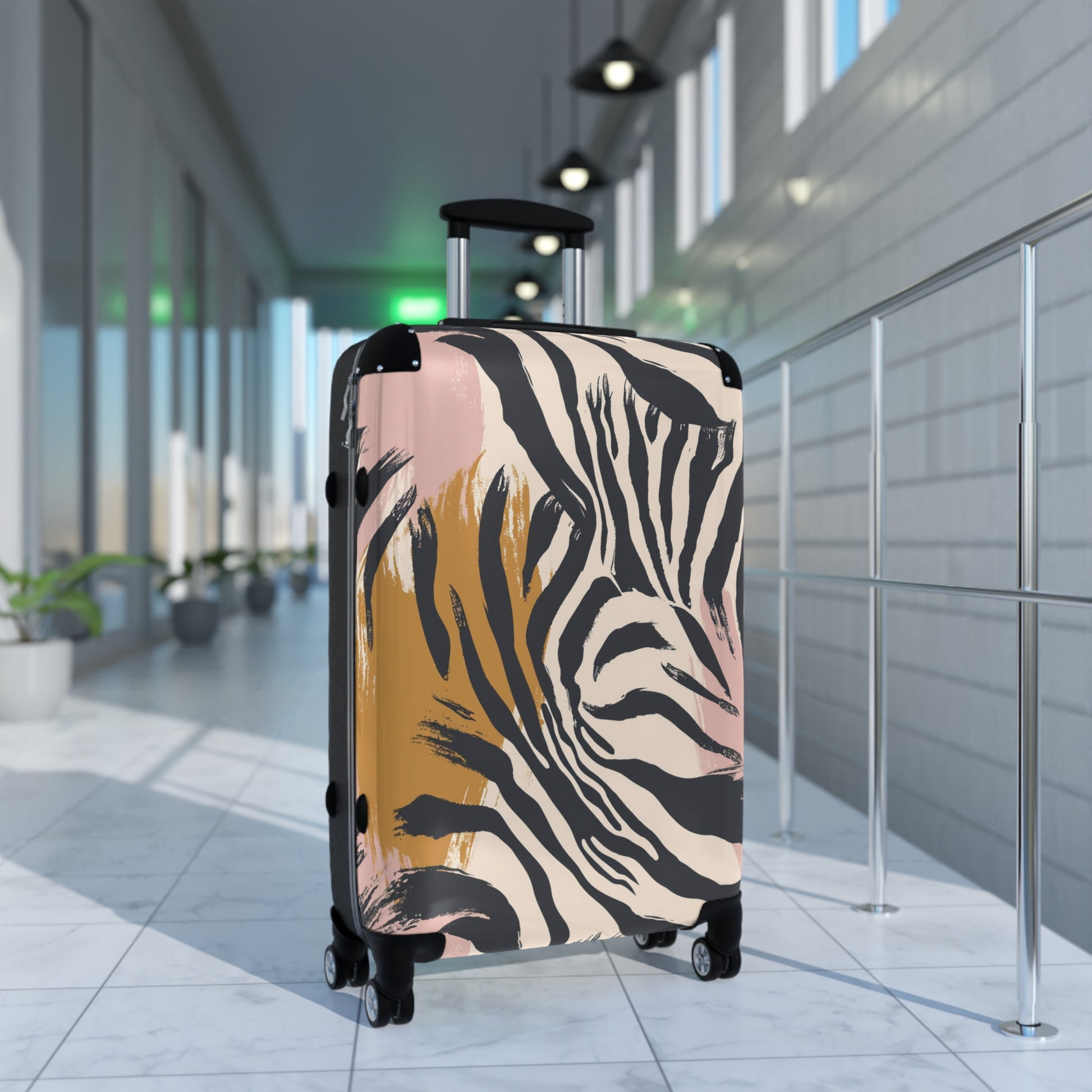 Zebra Brush Strokes Suitcase, Artsulli - Art is Long, Life is Short, Bags, , , , , , , 