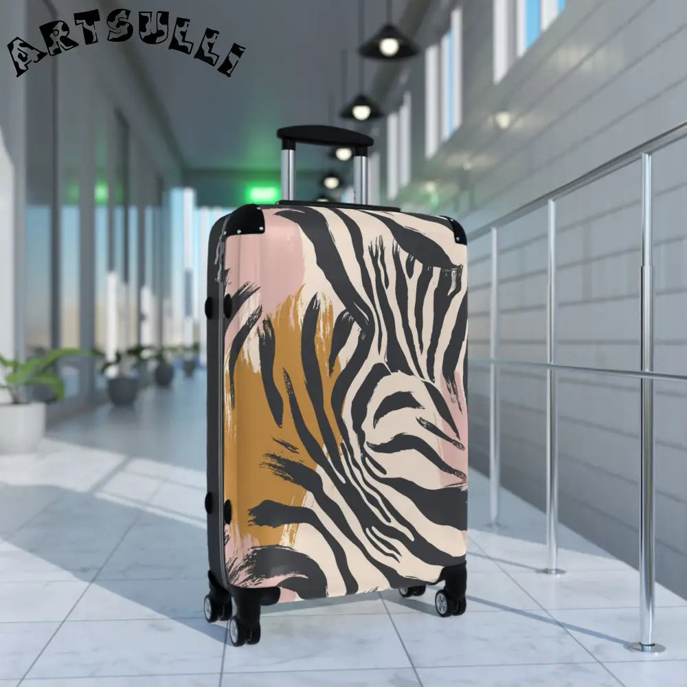 JAKKOUTTHEBXX Zebra Print Hard Shell Carry-On Luggage with Spinner