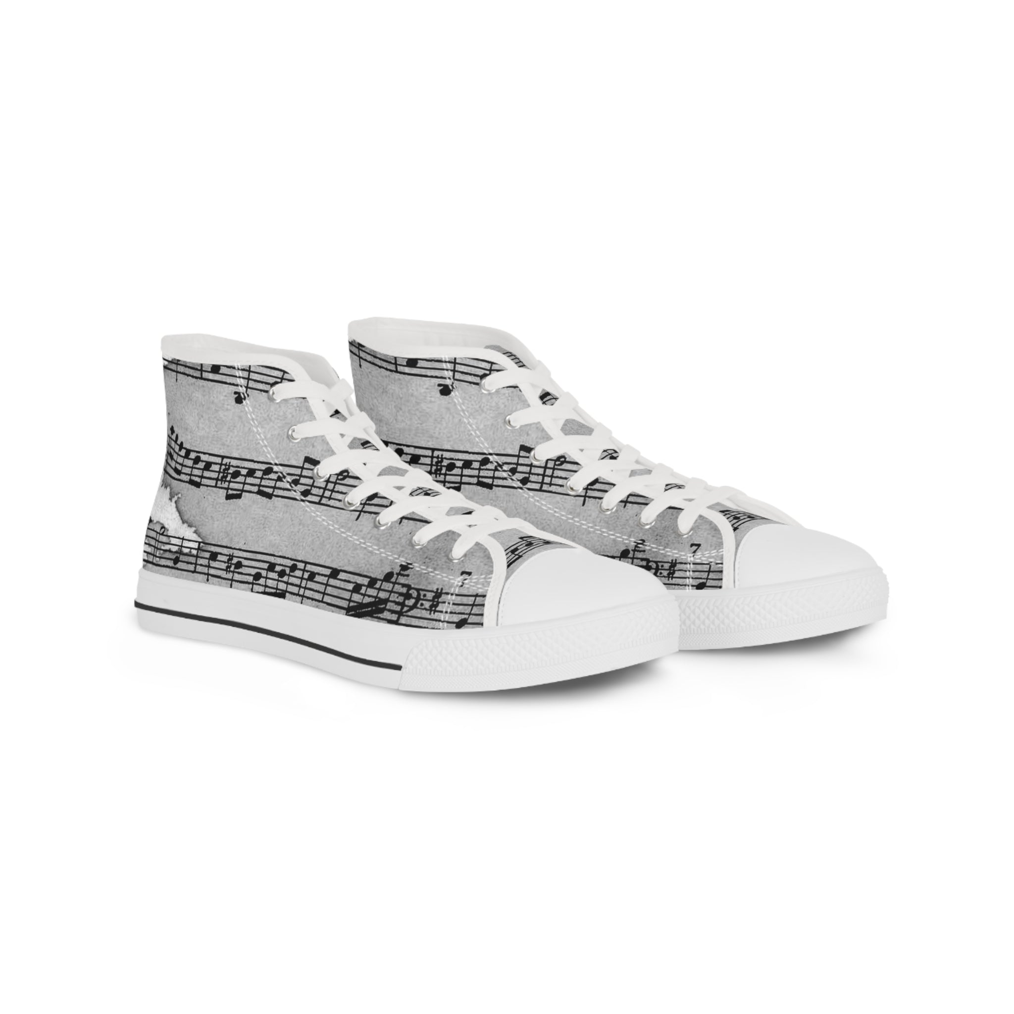 Drip Spill Type Beat Sheet Music Black Men's High Top Sneakers, Artsulli - Art is Long, Life is Short, Shoes, Size, US 5, Color, White sole, , , 25132710992999178429
