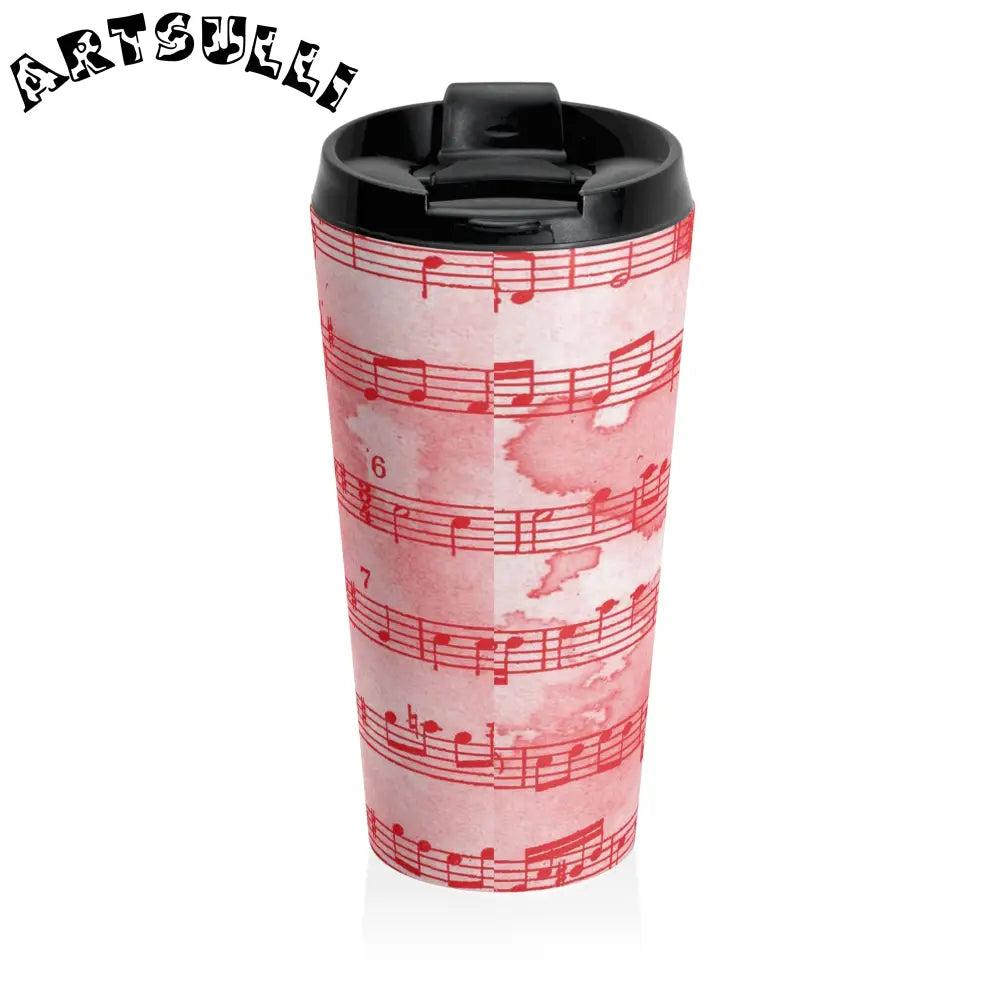 JAKKOUTTHEBXX Pink Musical Notes Stainless Steel Travel Mug 2025