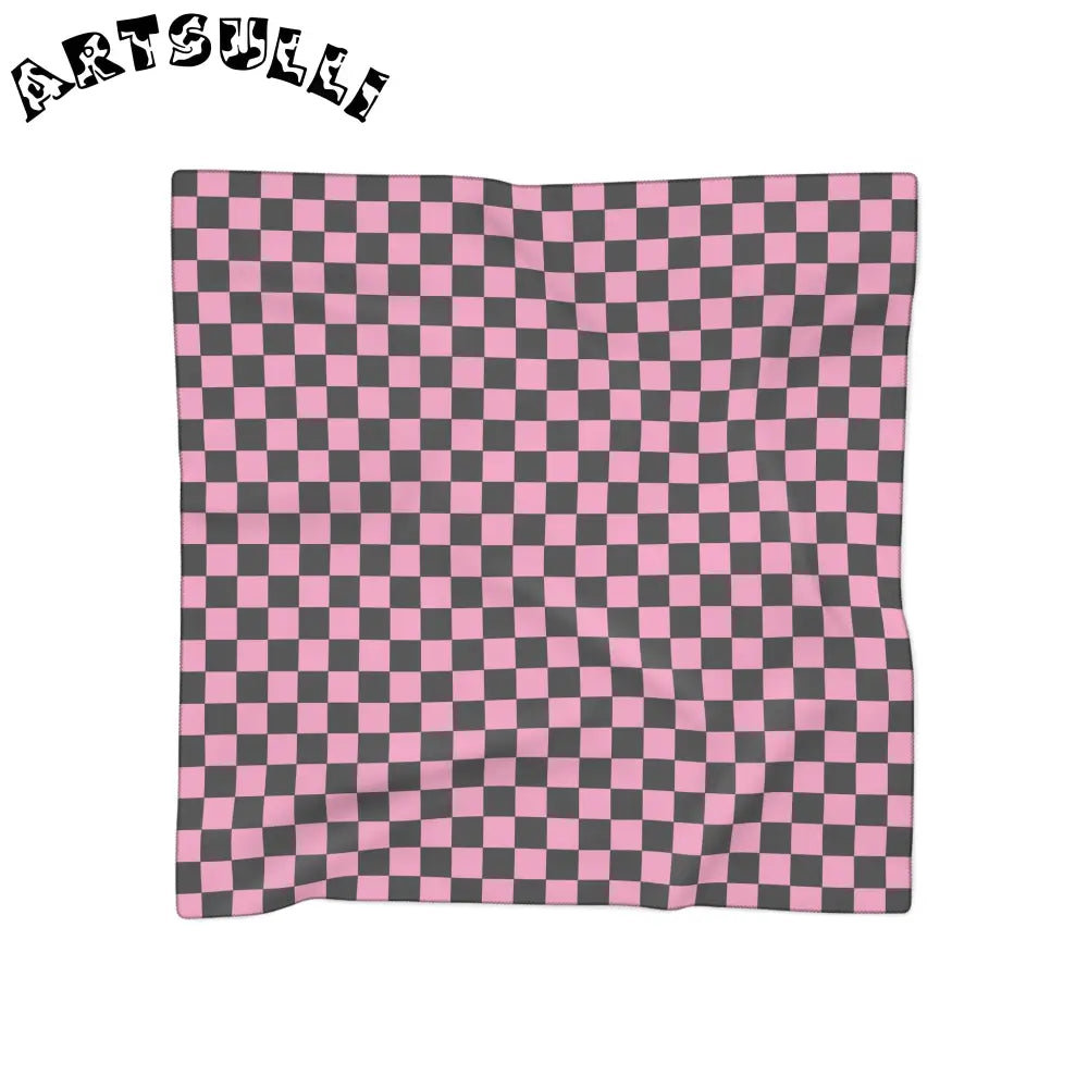 JAKKOUTTHEBXX Checkerboard II Black and Pink Poly Scarf