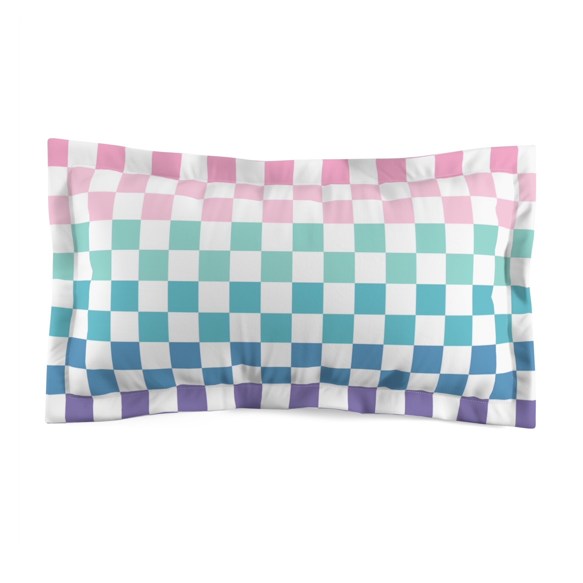 Vaporwave Rainbow  Checkerboard Multi-Color Microfiber Pillow Sham, Artsulli - Art is Long, Life is Short, Home Decor, Size, King, , , , , 88137431741052281253