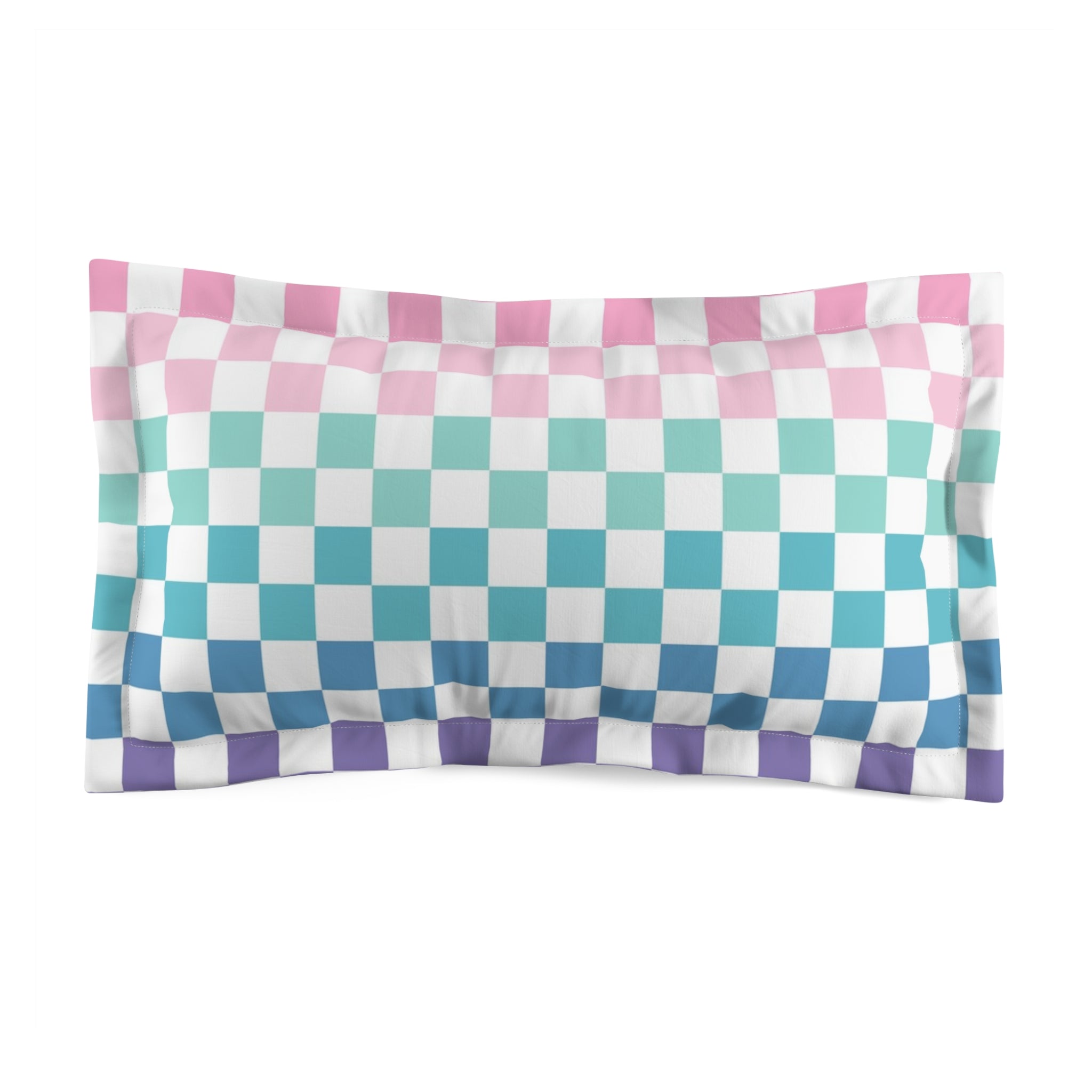 Vaporwave Rainbow  Checkerboard Multi-Color Microfiber Pillow Sham, Artsulli - Art is Long, Life is Short, Home Decor, Size, King, , , , , 88137431741052281253