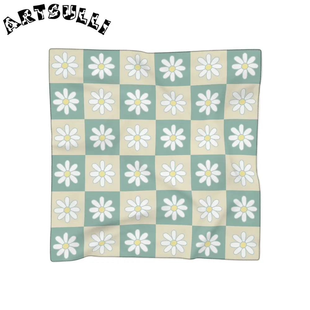 JAKKOUTTHEBXX Retro Daisy Grid Poly Scarf JAKKOUTTHEBXX Artsulli