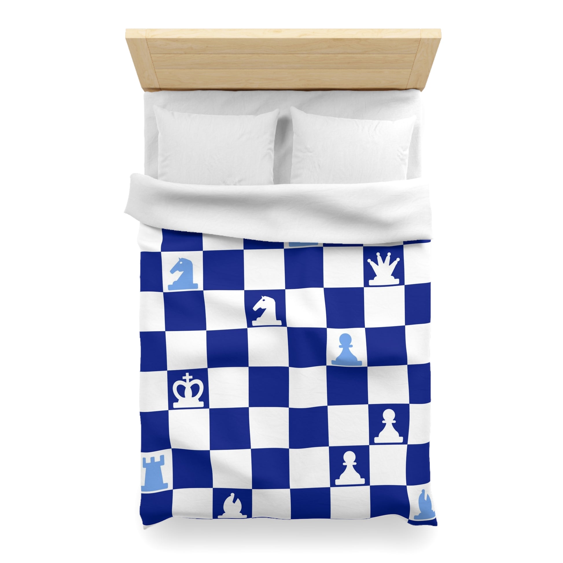 Chessboard Navy Blue Microfiber Duvet Cover, Artsulli - Art is Long, Life is Short, Home Decor, , , , , , , 