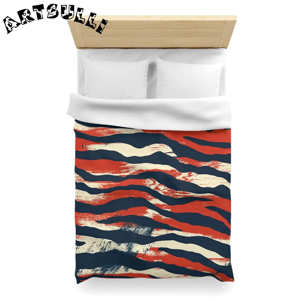 JAKKOUTTHEBXX Art Printed Abstract Striped Throw Blanket Red Navy