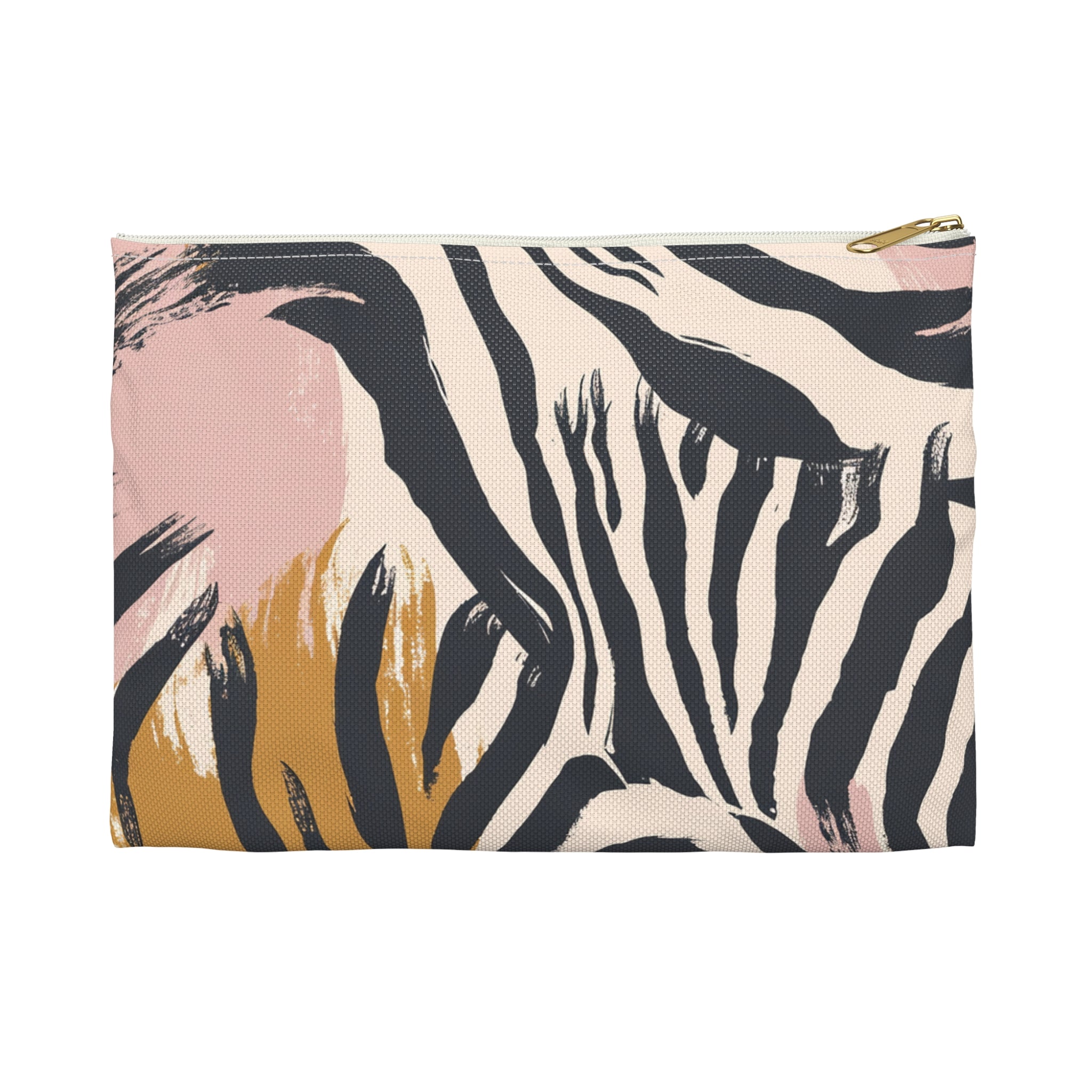 Zebra Brush Strokes Accessory Pouch, Artsulli - Art is Long, Life is Short, Bags, Size, Small, Color, White zipper, , , 17505860849824