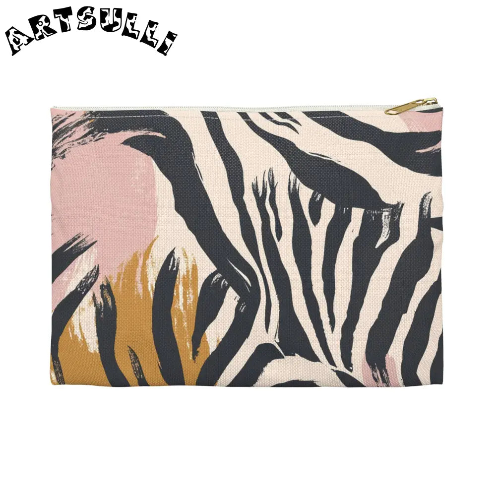 JAKKOUTTHEBXX Abstract Zebra Art Printed Clutch Bag Black Beige Pink