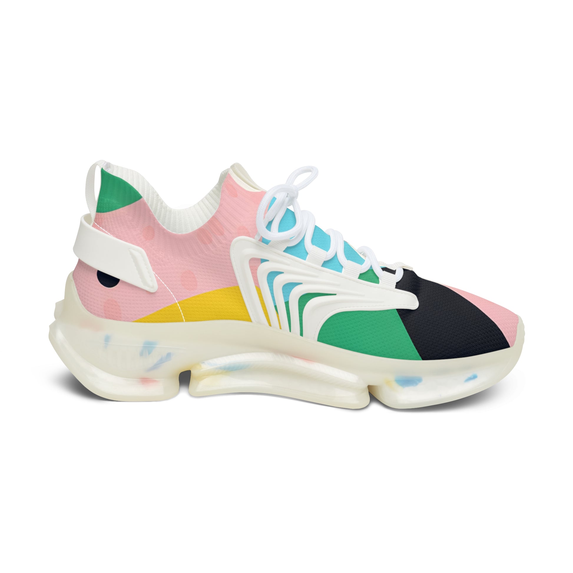 Colorful Abstract Shapes Women's Mesh Sneakers, Artsulli - Art is Long, Life is Short, Shoes, , , , , , , 