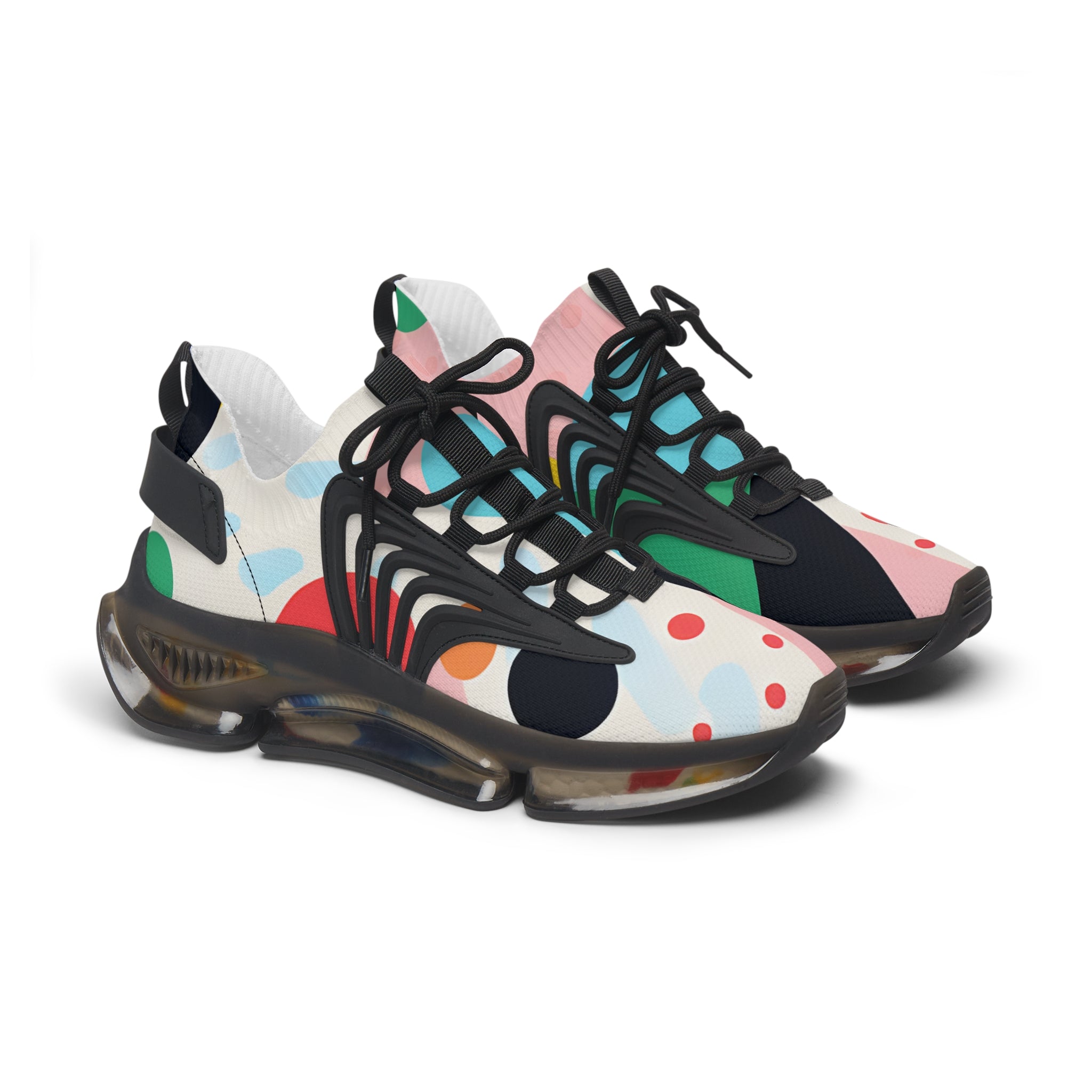 Colorful Abstract Shapes Women's Mesh Sneakers, Artsulli - Art is Long, Life is Short, Shoes, Color, Black sole, Size, US 5.5, , , 28172185071744