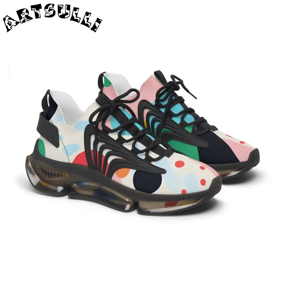 JAKKOUTTHEBXX Colorful Abstract Shapes Women’s Mesh Sneakers