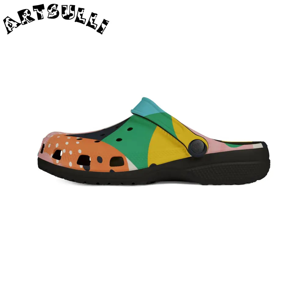 JAKKOUTTHEBXX Colorful Abstract Shapes EVA Foam Rubber Shoes (AOP)