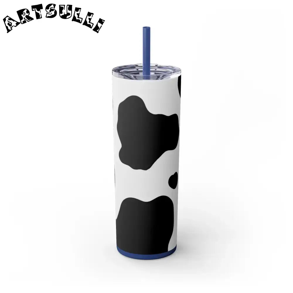 JAKKOUTTHEBXX White cow print skinny tumbler with clear lid