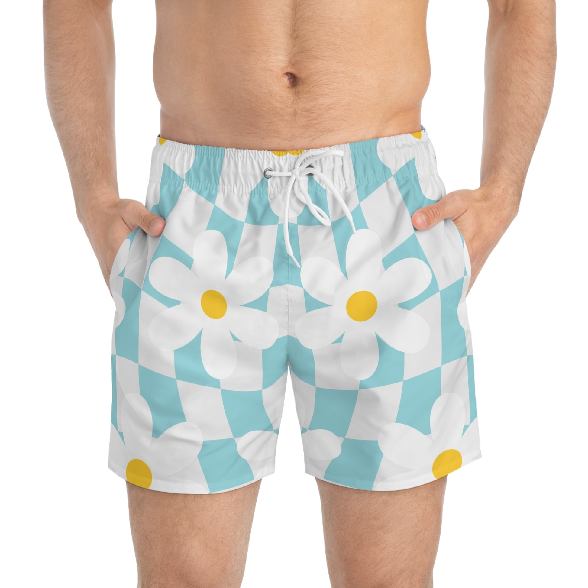 Trippy Check Garden Swim Trunks (AOP), Artsulli - Art is Long, Life is Short, All Over Prints, , , , , , , 