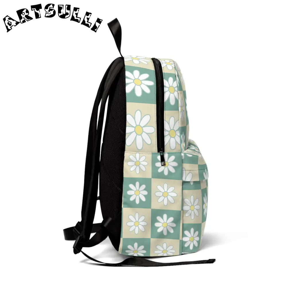 JAKKOUTTHEBXX Retro Daisy Checkerboard II Green and Tan Unisex