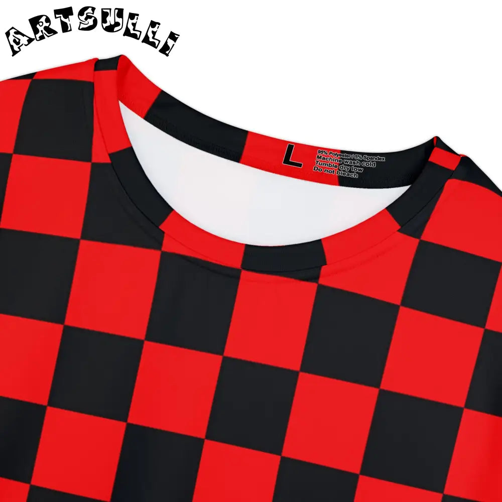 JAKKOUTTHEBXX Checkerboard Red and Black Women’s Short Sleeve Shirt