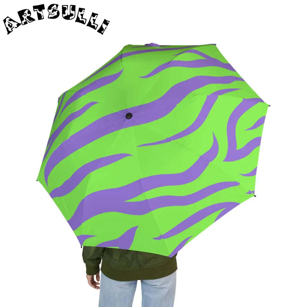 JAKKOUTTHEBXX Tyrannosaurus Print Green and Purple Semi-Automatic