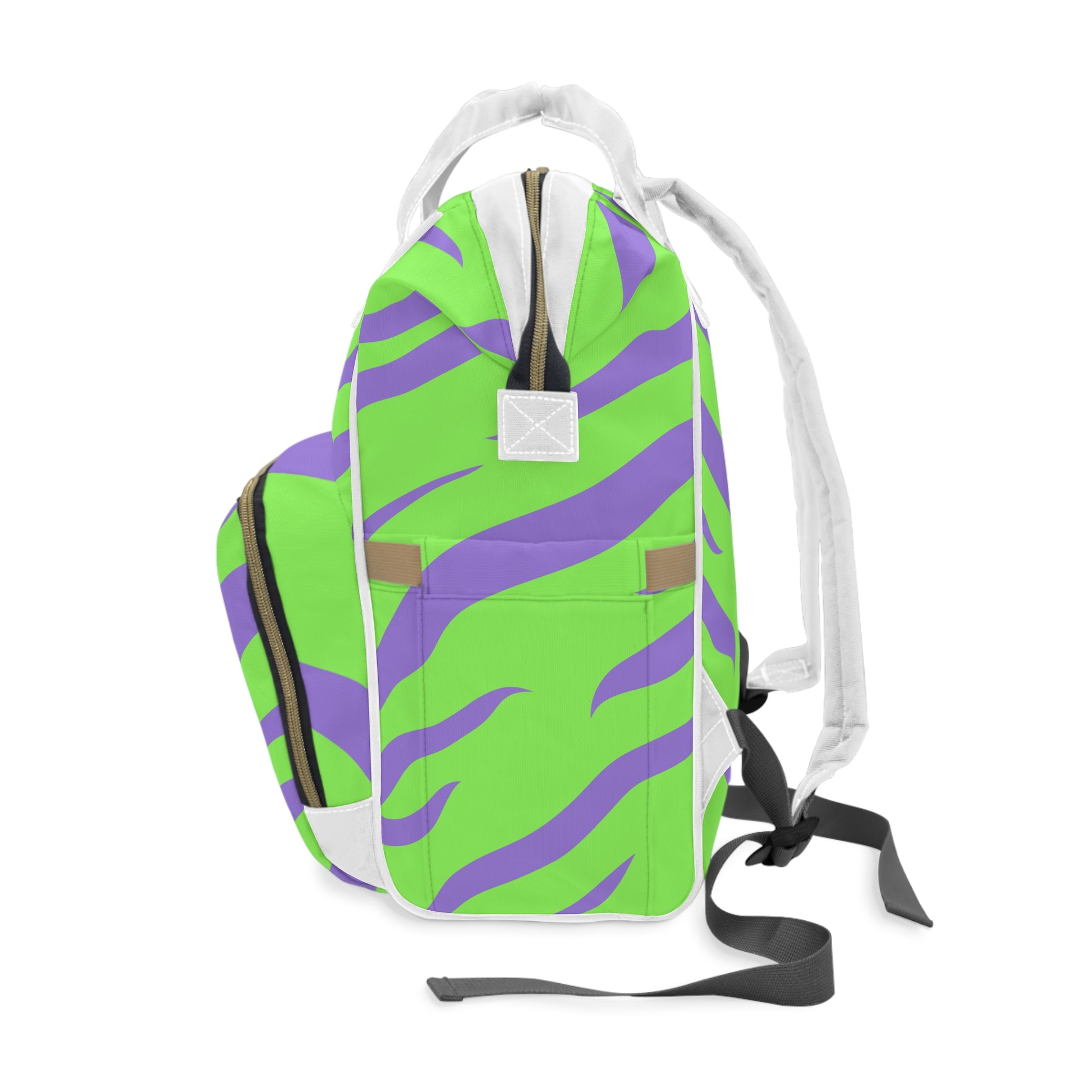 Tyrannosaurus Print Green and Purple Multifunctional Diaper Backpack, Artsulli - Art is Long, Life is Short, Bags, , , , , , , 