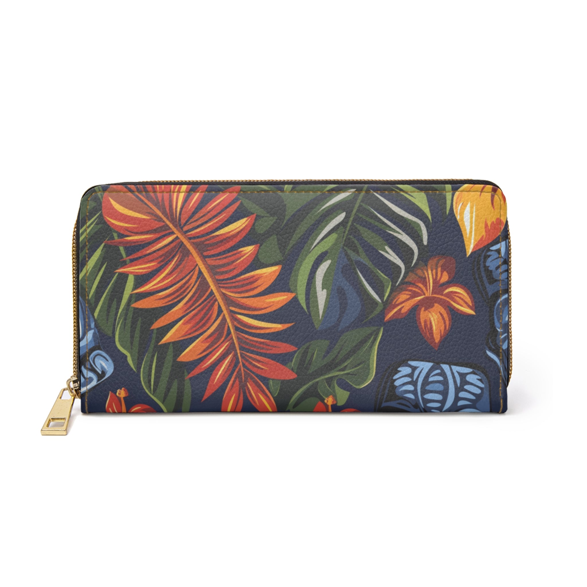 Tiki Bloom Navy Zipper Wallet, Artsulli - Art is Long, Life is Short, Accessories, Size, One size, Color, White, , , 81929997590517747477