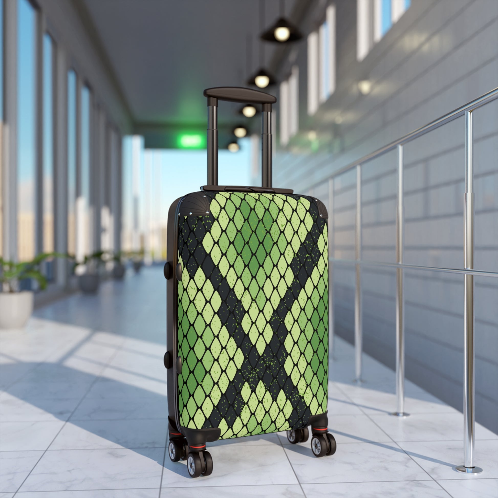 Snake Skin Green and Black Suitcase, Artsulli - Art is Long, Life is Short, Bags, , , , , , , 