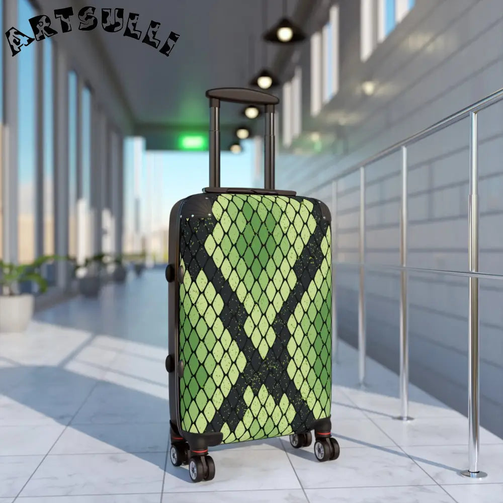 JAKKOUTTHEBXX Snake Skin Green and Black Suitcase JAKKOUTTHEBXX