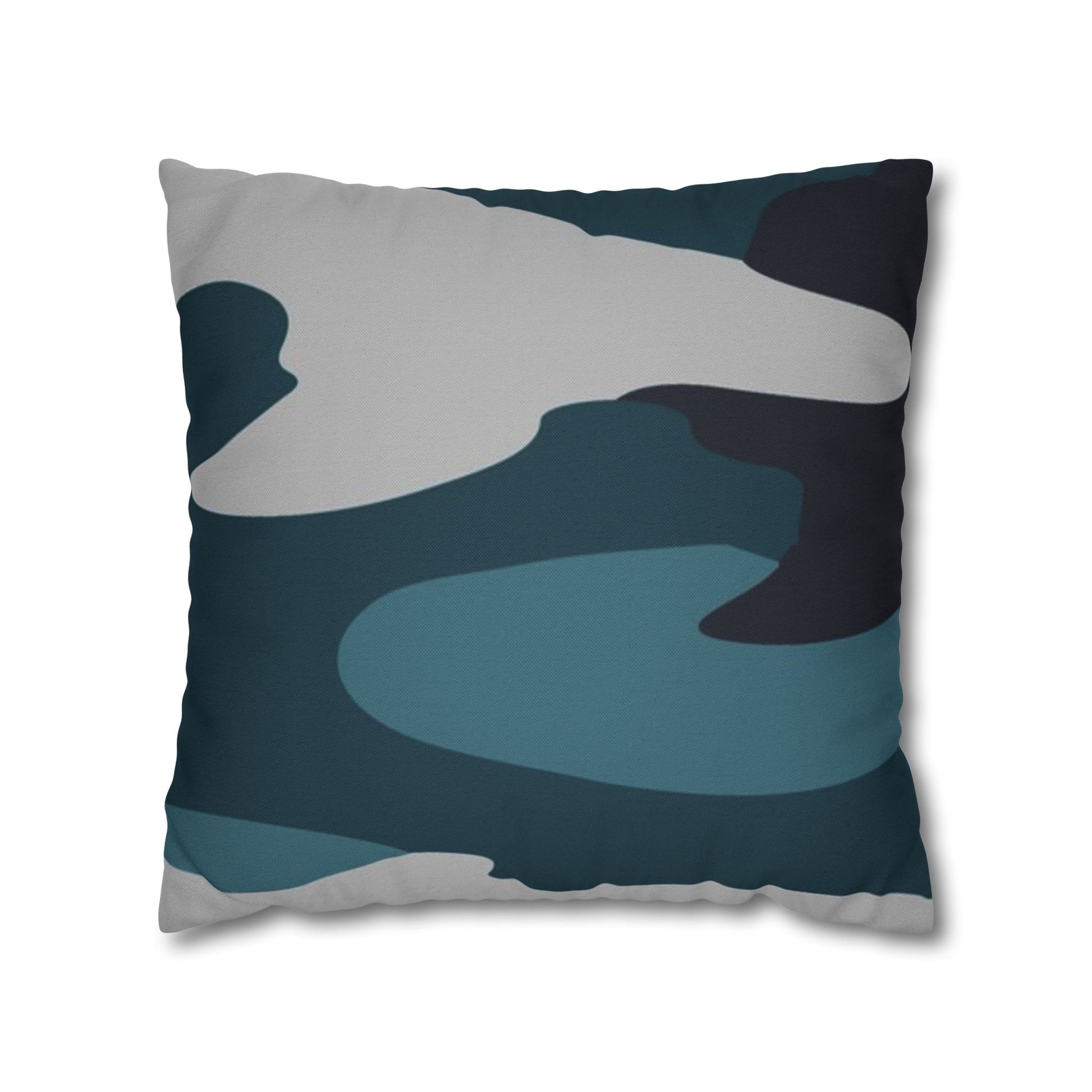 Blue Camouflage Spun Polyester Square Pillowcase, Artsulli - Art is Long, Life is Short, Home Decor, Size, 18" × 18", , , , , 11965243690705