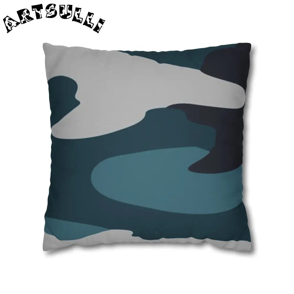 JAKKOUTTHEBXX Blue Camouflage Spun Polyester Square Pillowcase