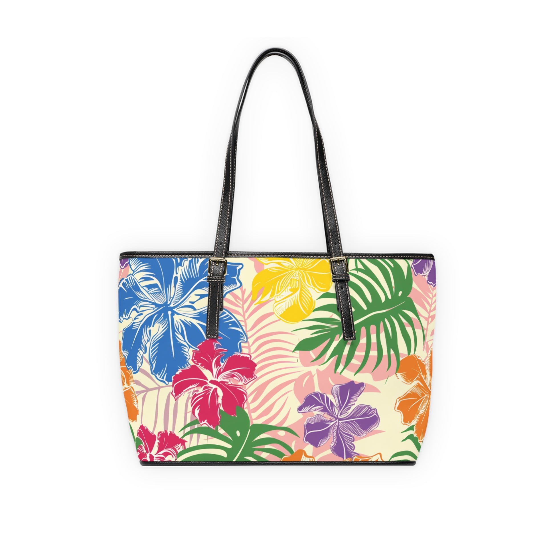 Blooming Tropical Flowers PU Leather Shoulder Bag, Artsulli - Art is Long, Life is Short, Bags, , , , , , , 