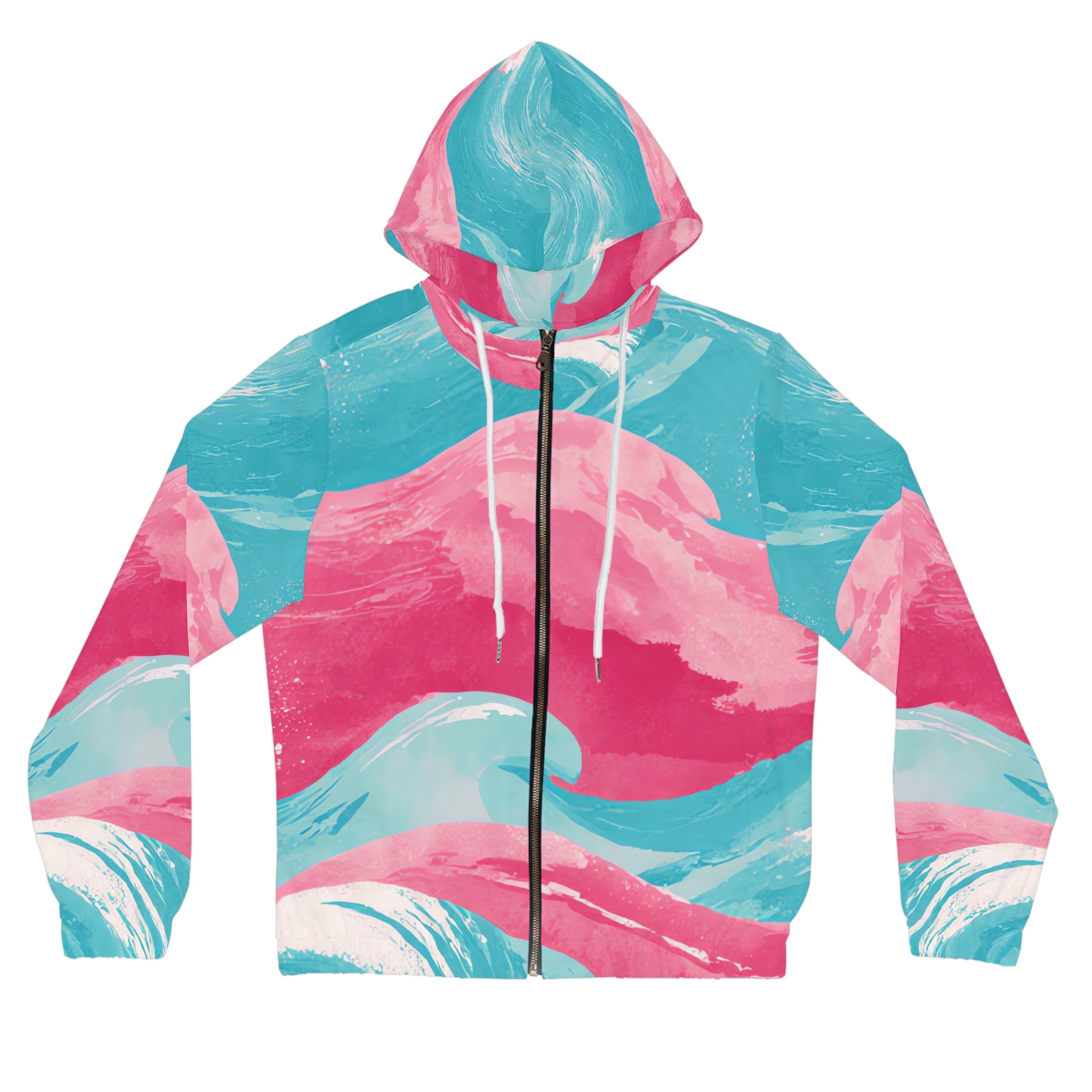 The Great Pastelwave Pink and Blue Women’s Full-Zip Hoodie (AOP), Artsulli - Art is Long, Life is Short, All Over Prints, Size, XS, Color, White, , , 40289312013369806166