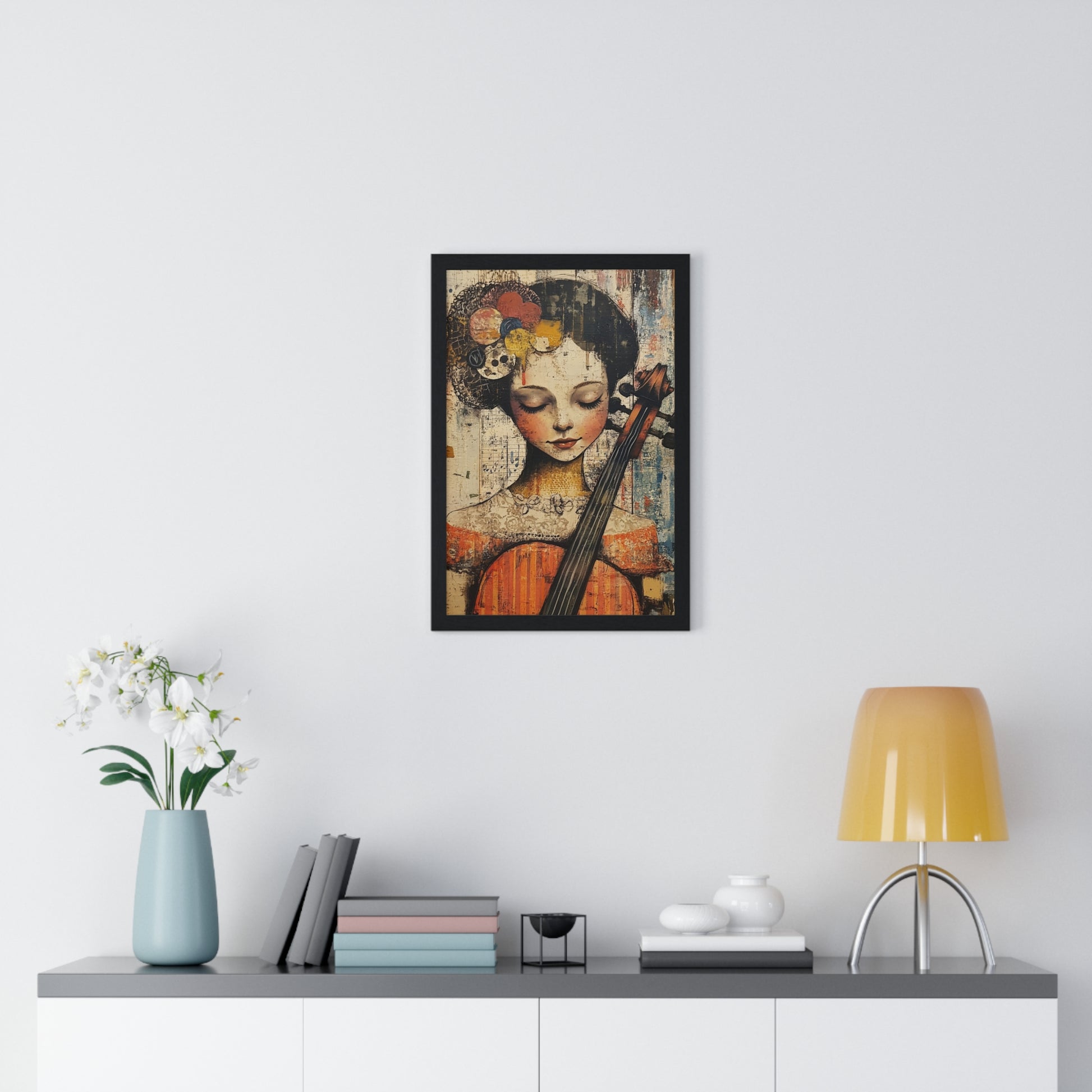 Girl With A Violin Vertical Framed Poster, Artsulli - Art is Long, Life is Short, Poster, , , , , , , 