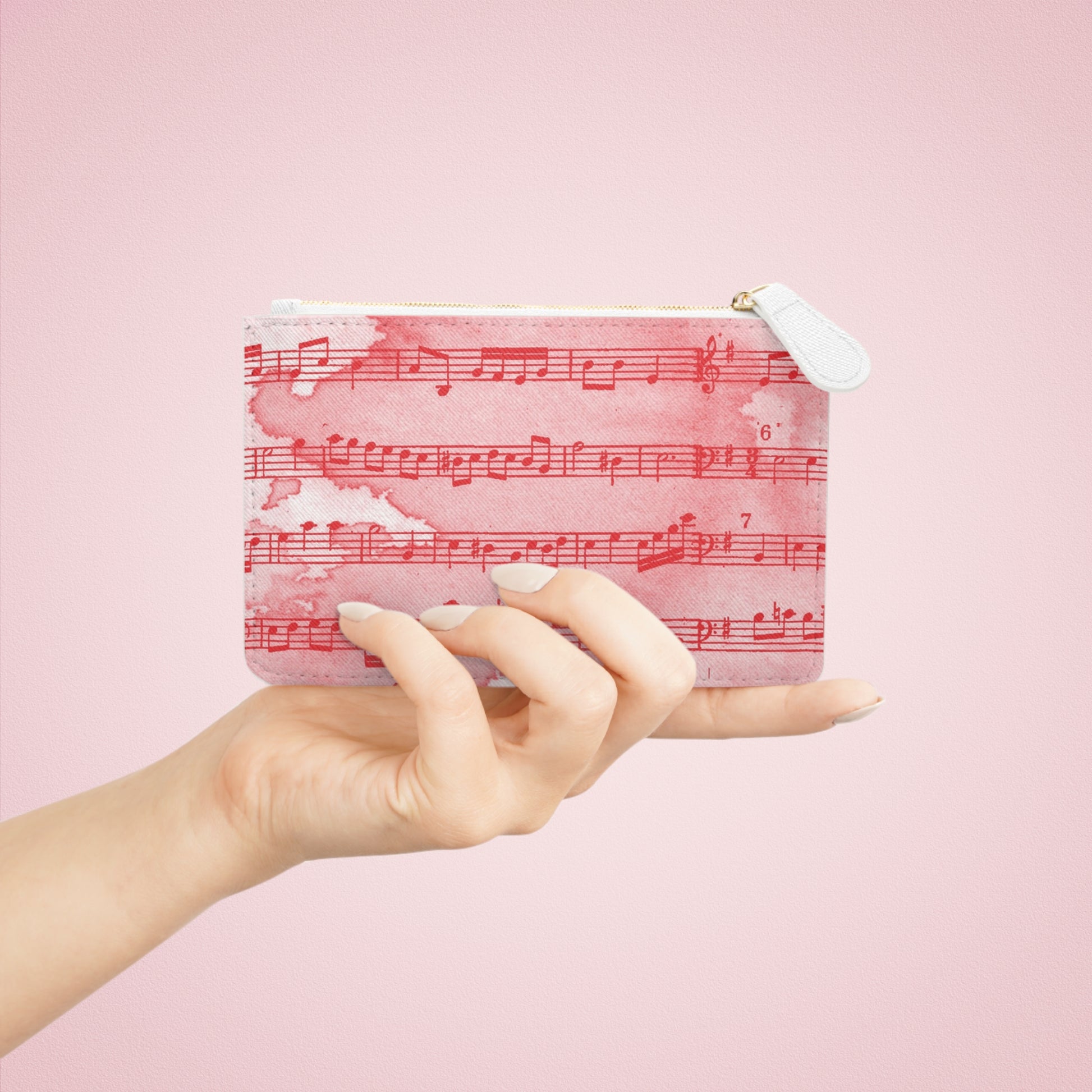 Drip Spill Type Beat Sheet Music Red Mini Clutch Bag, Artsulli - Art is Long, Life is Short, Bags, , , , , , , 