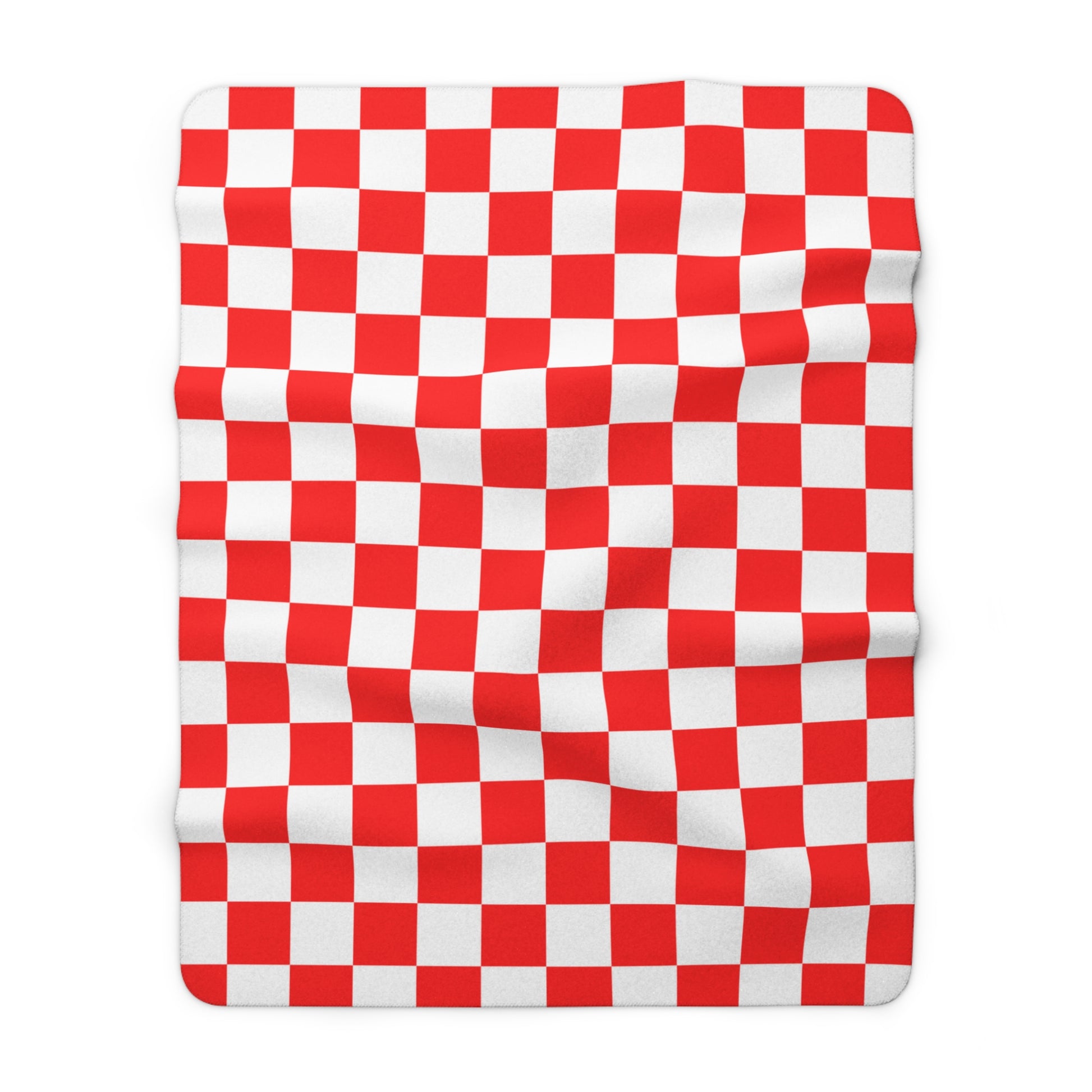 Checkerboard Red and White Sherpa Fleece Blanket, Artsulli - Art is Long, Life is Short, Home Decor, Size, 60" × 80", , , , , 31675479533737802283