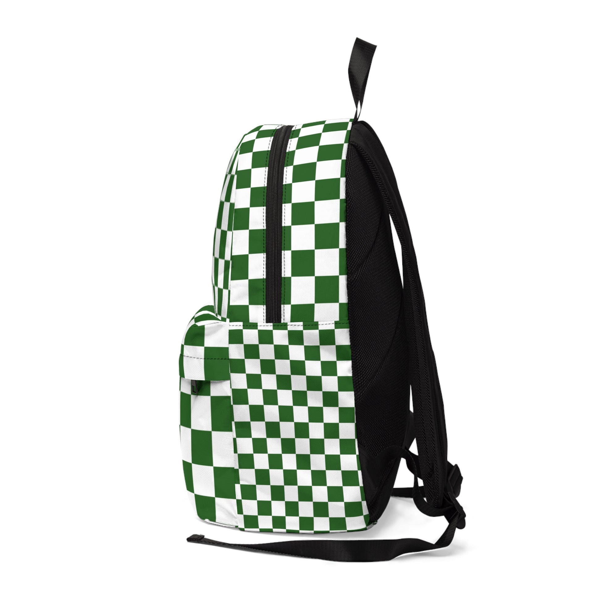 Checkerboard Dark Green and White Unisex Classic Backpack, Artsulli - Art is Long, Life is Short, Bags, , , , , , , 