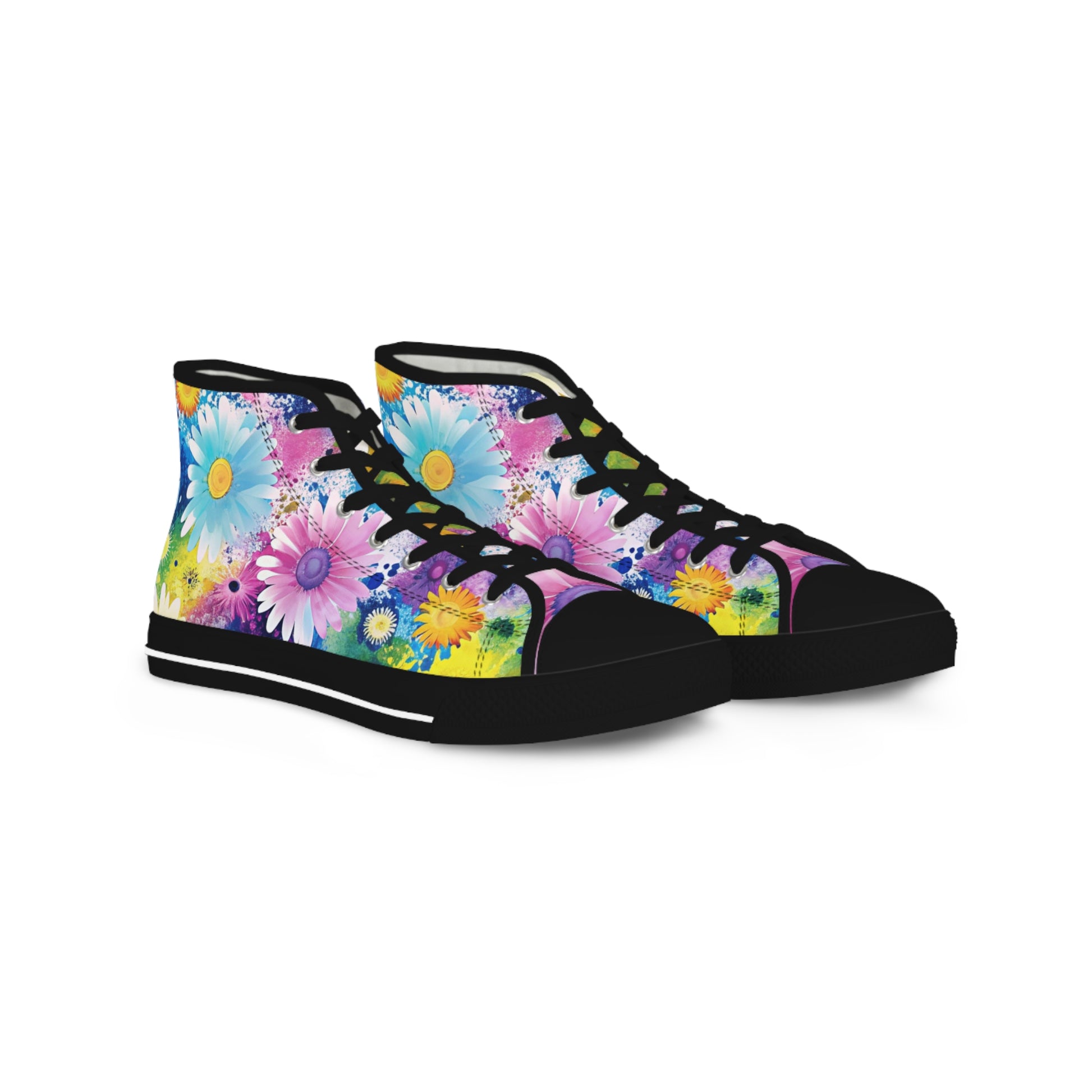 Magical Flower Explosion II Multi-Color Men's High Top Sneakers, Artsulli - Art is Long, Life is Short, Shoes, Size, US 5, Color, Black sole, , , 20920326036347802118