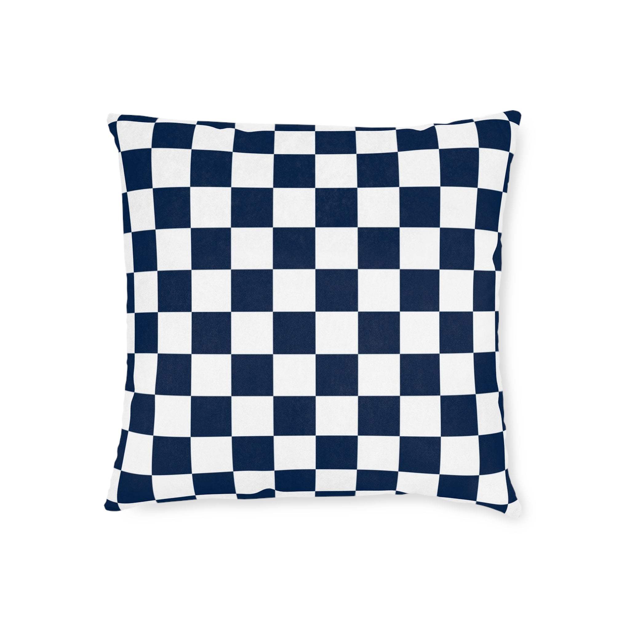 Checkerboard White and Navy Blue Square Pillow, Artsulli - Art is Long, Life is Short, Home Decor, Size, 18" × 18", , , , , 29313357958319422882