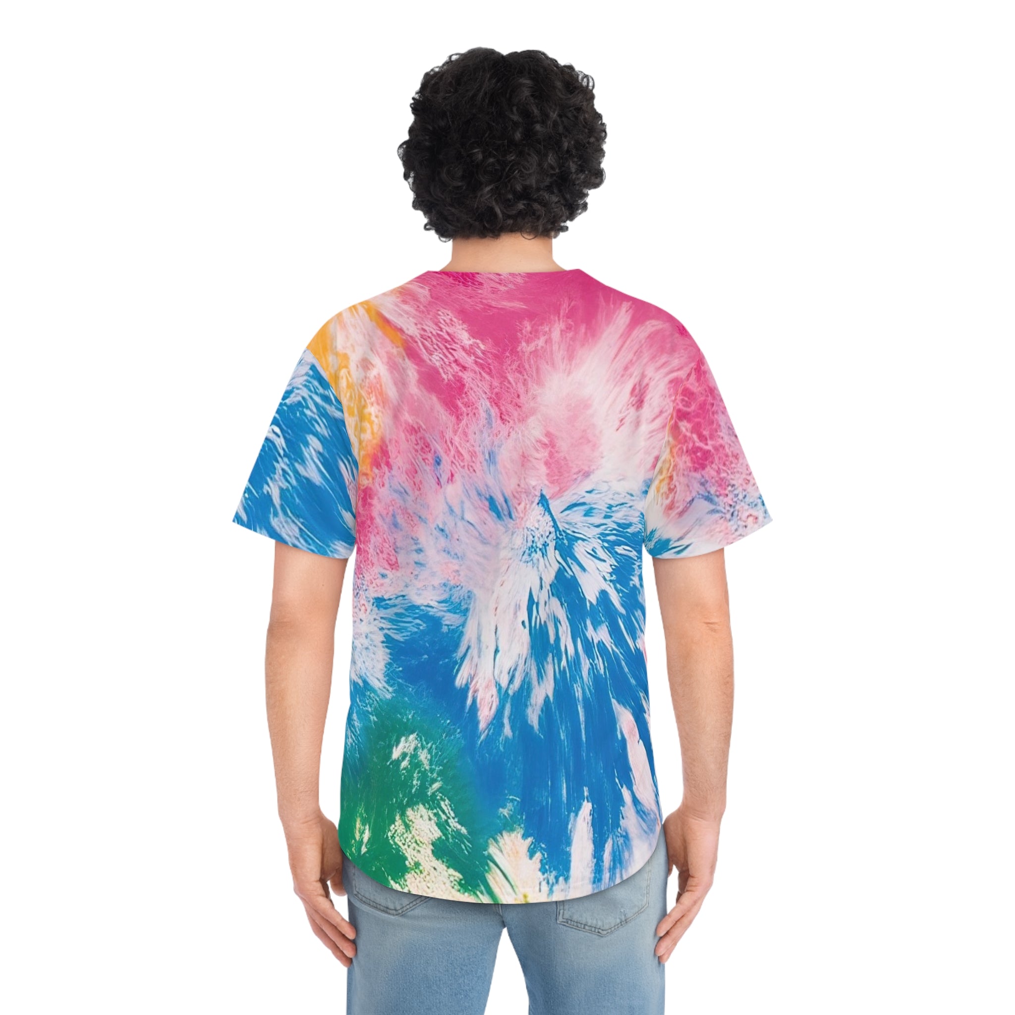 Tie Dye Splash Men's Baseball Jersey (AOP), Artsulli - Art is Long, Life is Short, All Over Prints, , , , , , , 