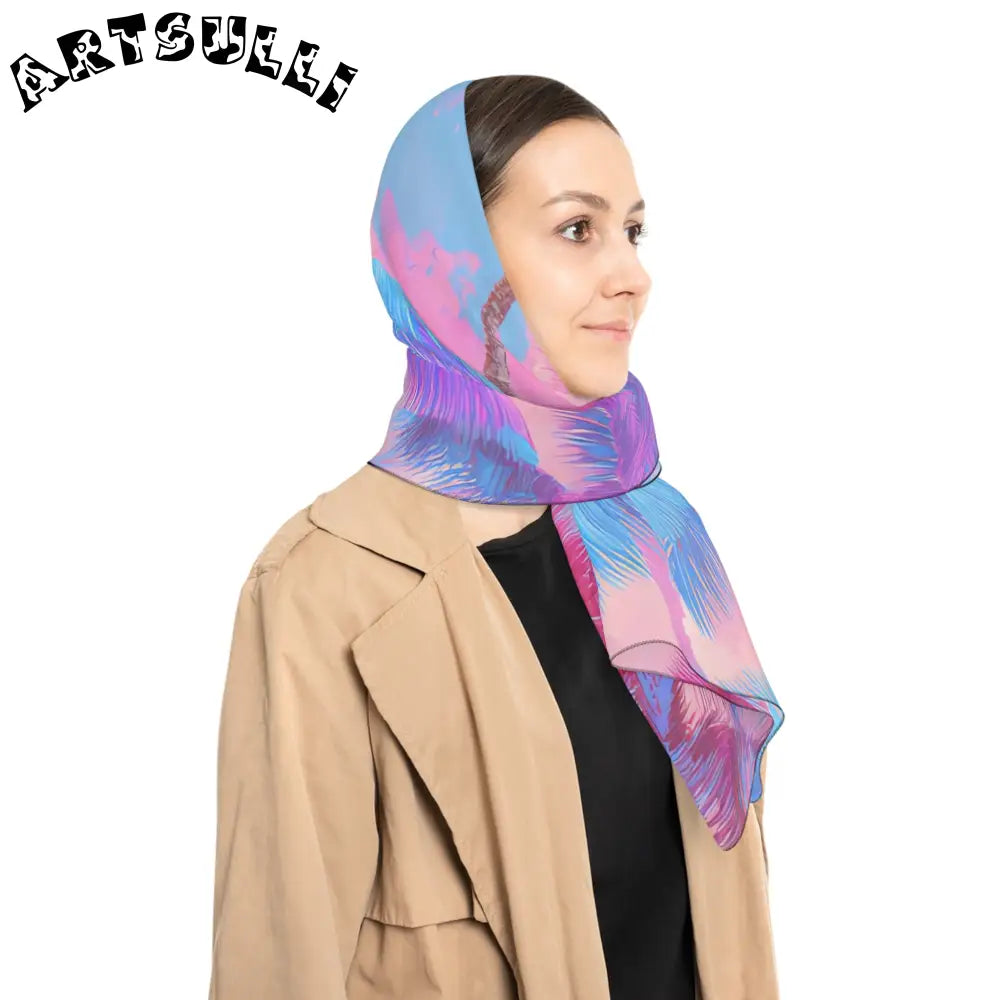 JAKKOUTTHEBXX Ethereal Pastel Palms Poly Scarf JAKKOUTTHEBXX