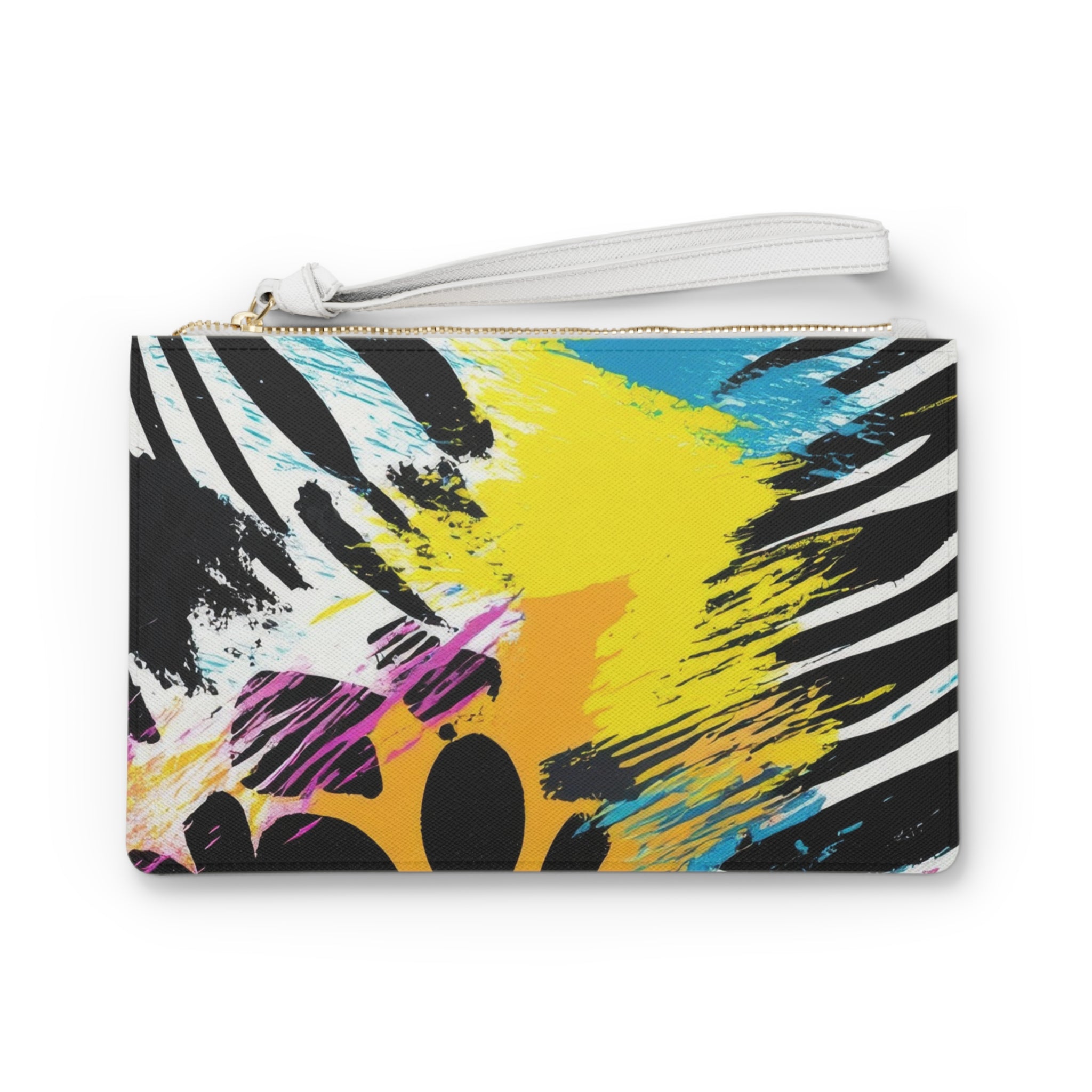 Zebra Stripes x Leopard Print x Paint Splatter Multi-Color Clutch Bag, Artsulli - Art is Long, Life is Short, Bags, Size, One size, , , , , 17718338456386