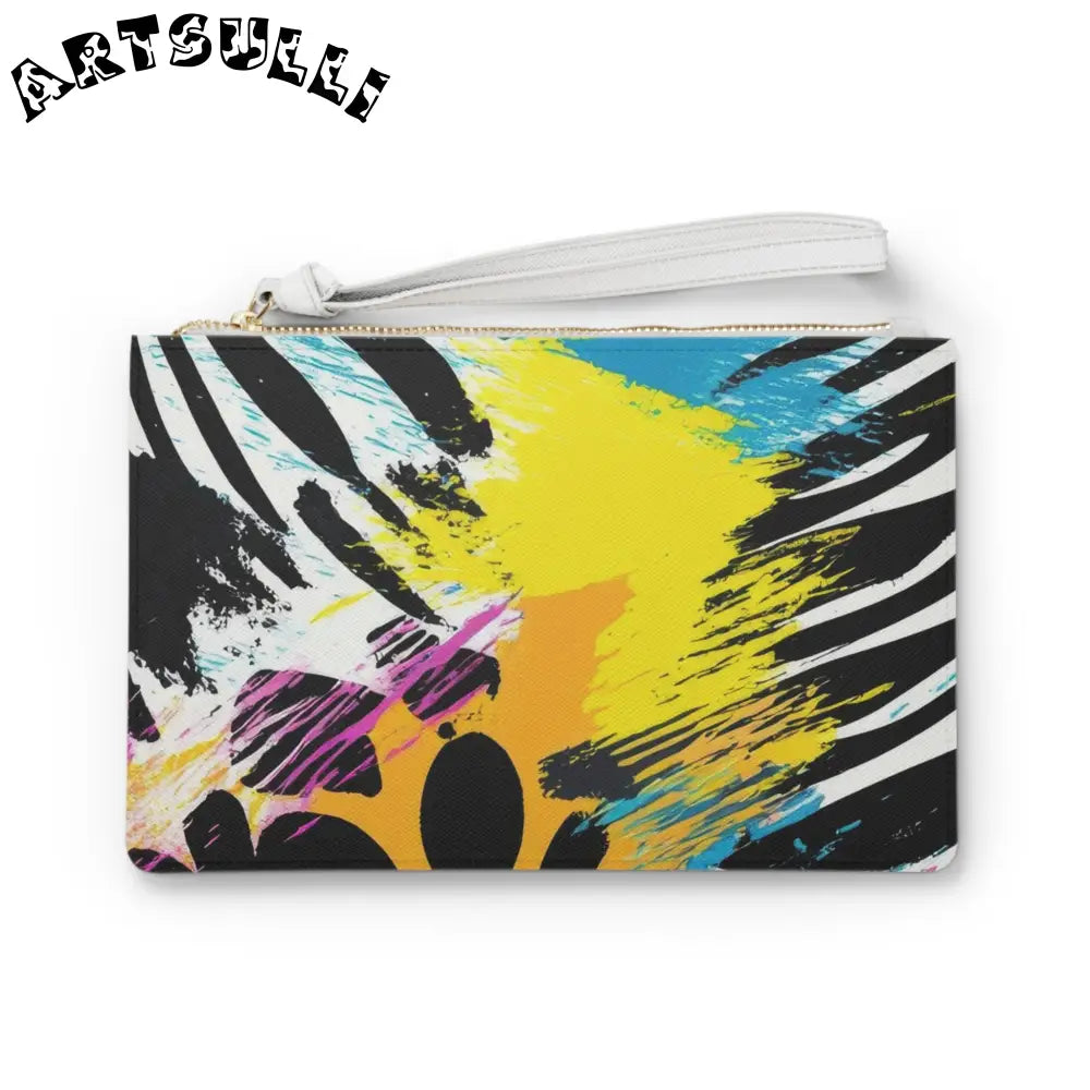 Zebra Stripes x Leopard Print x Paint Splatter Multi-Color Clutch Bag, Artsulli - Art is Long, Life is Short, Bags, Size, One size, , , , , 17718338456386