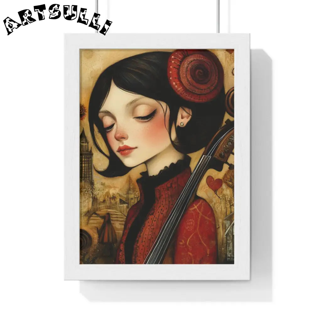 Woman With A Violin II Vertical Framed Poster, Artsulli - Art is Long, Life is Short, Poster, Size, 8" x 11", Color, White, , , 25691672838740353053