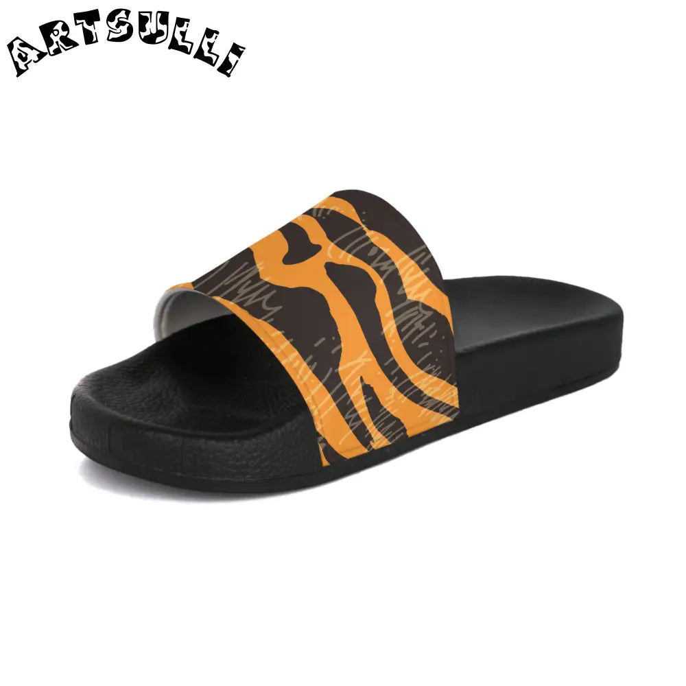 JAKKOUTTHEBXX Tiger Scratches Orange & Black Women’s Slide Sandals