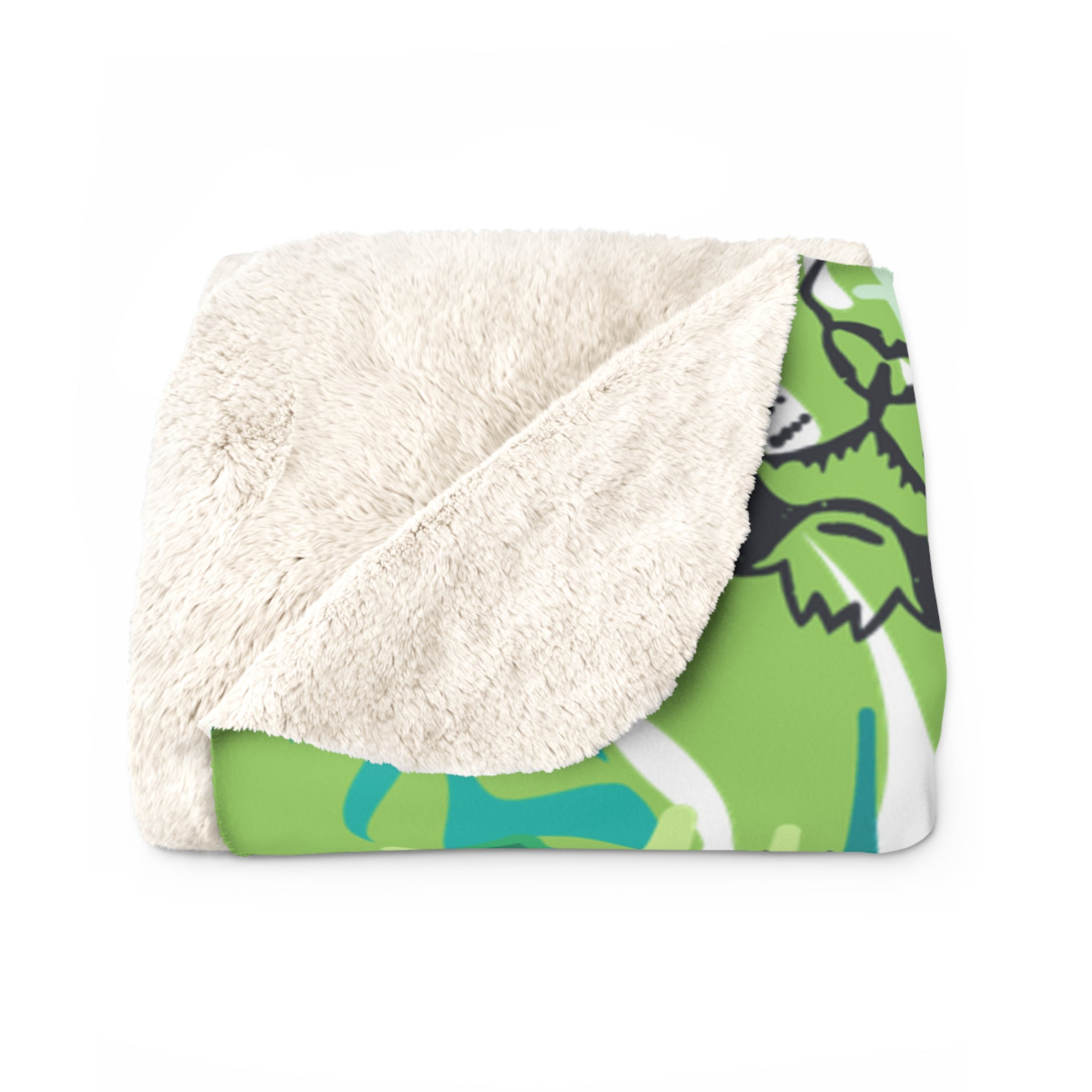 Tropical Jungle Tigers Green Sherpa Fleece Blanket, Artsulli - Art is Long, Life is Short, Home Decor, , , , , , , 