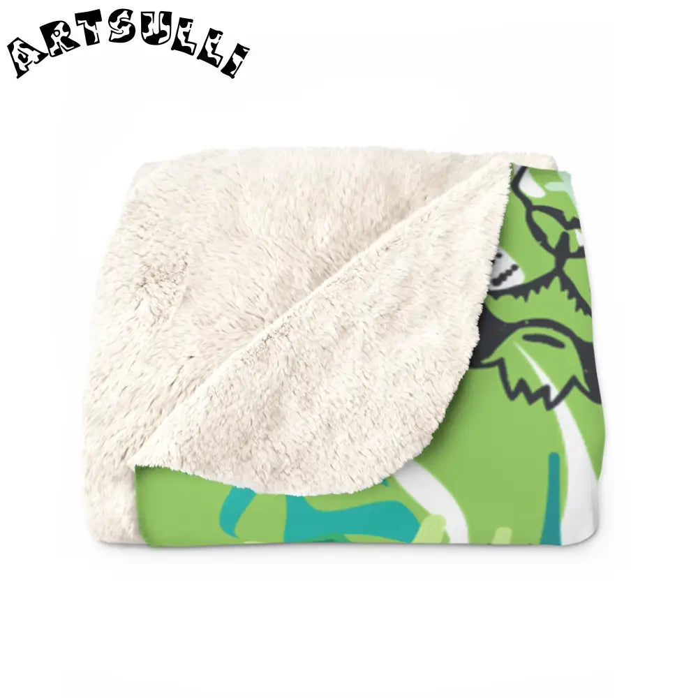 JAKKOUTTHEBXX Tropical Jungle Tigers Green Sherpa Fleece Blanket