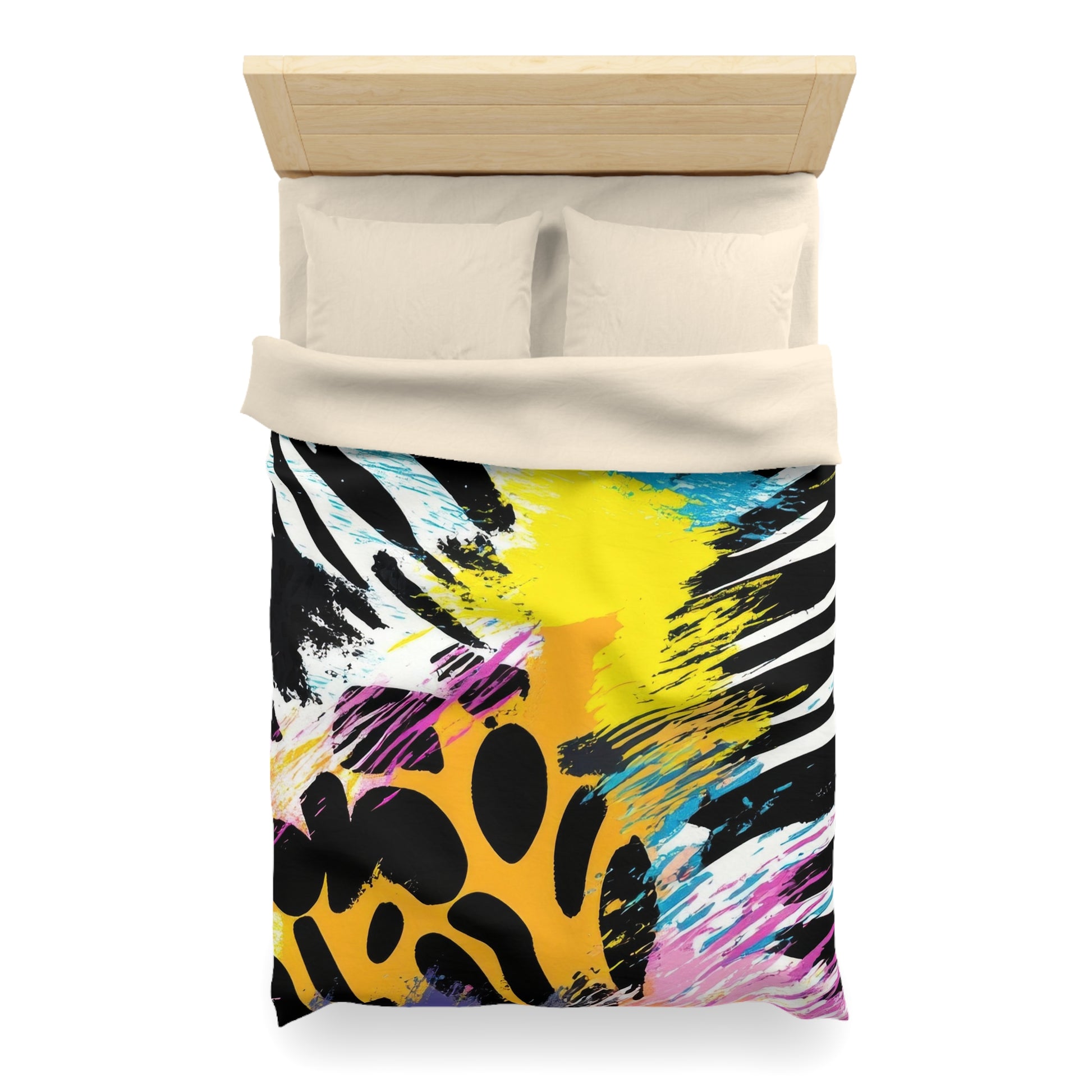 Zebra Stripes x Leapord Print x Paint Splatter Multi-Color Microfiber Duvet Cover, Artsulli - Art is Long, Life is Short, Home Decor, , , , , , , 
