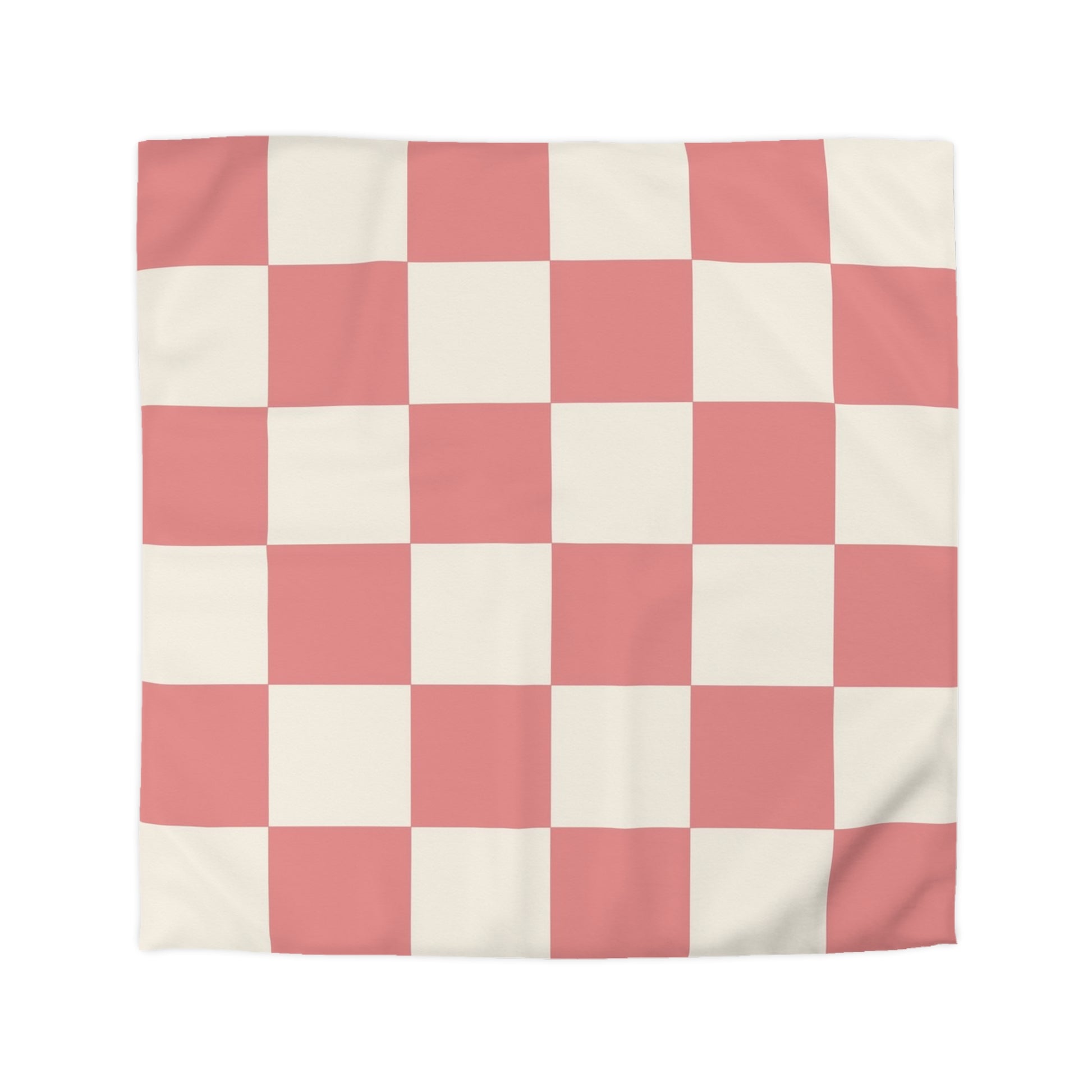 Retro Checkered Grassland Sprites Microfiber Duvet Cover, Artsulli - Art is Long, Life is Short, Home Decor, Size, Queen, Color, Cream, , , 22046295641127302429