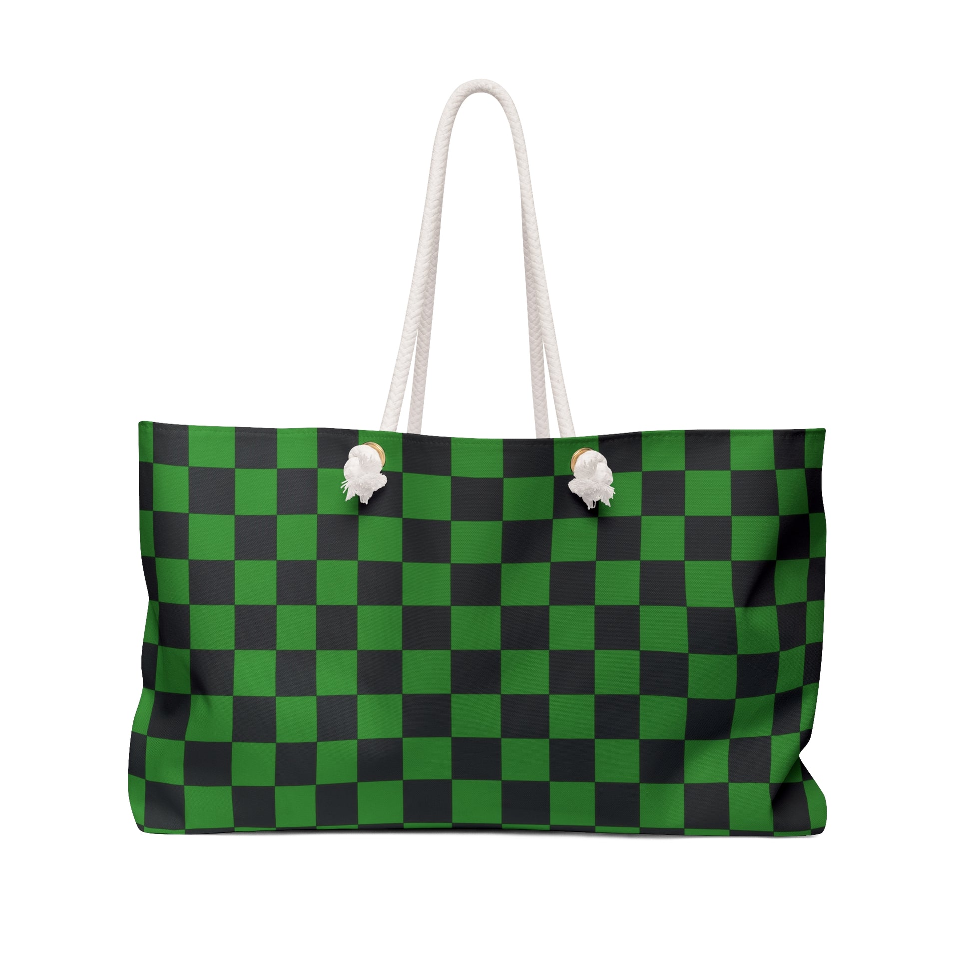 Checkerboard Green and Black Weekender Bag, Artsulli - Art is Long, Life is Short, Bags, Size, 24" × 13", , , , , 28953673986563461628