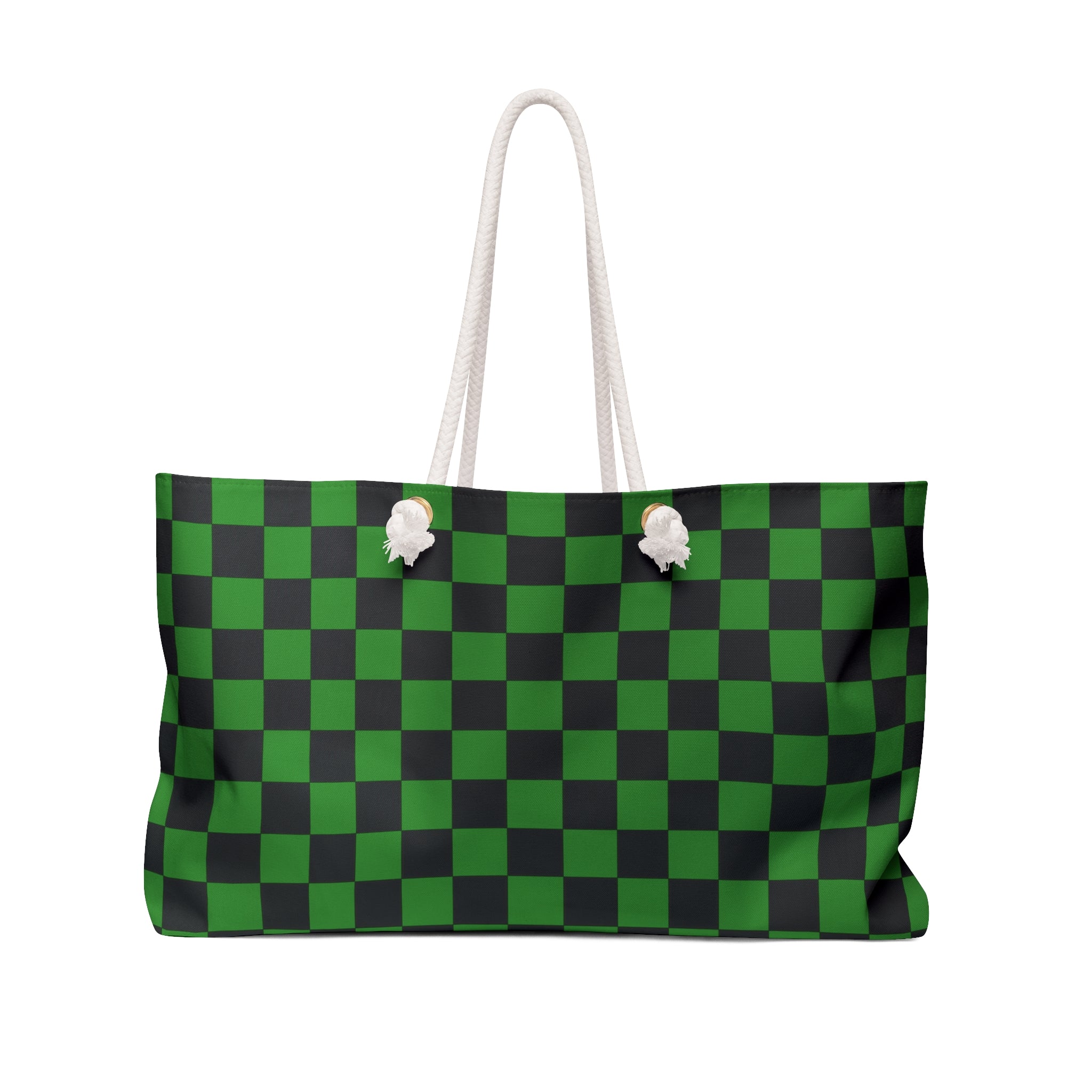 Checkerboard Green and Black Weekender Bag, Artsulli - Art is Long, Life is Short, Bags, Size, 24" × 13", , , , , 28953673986563461628
