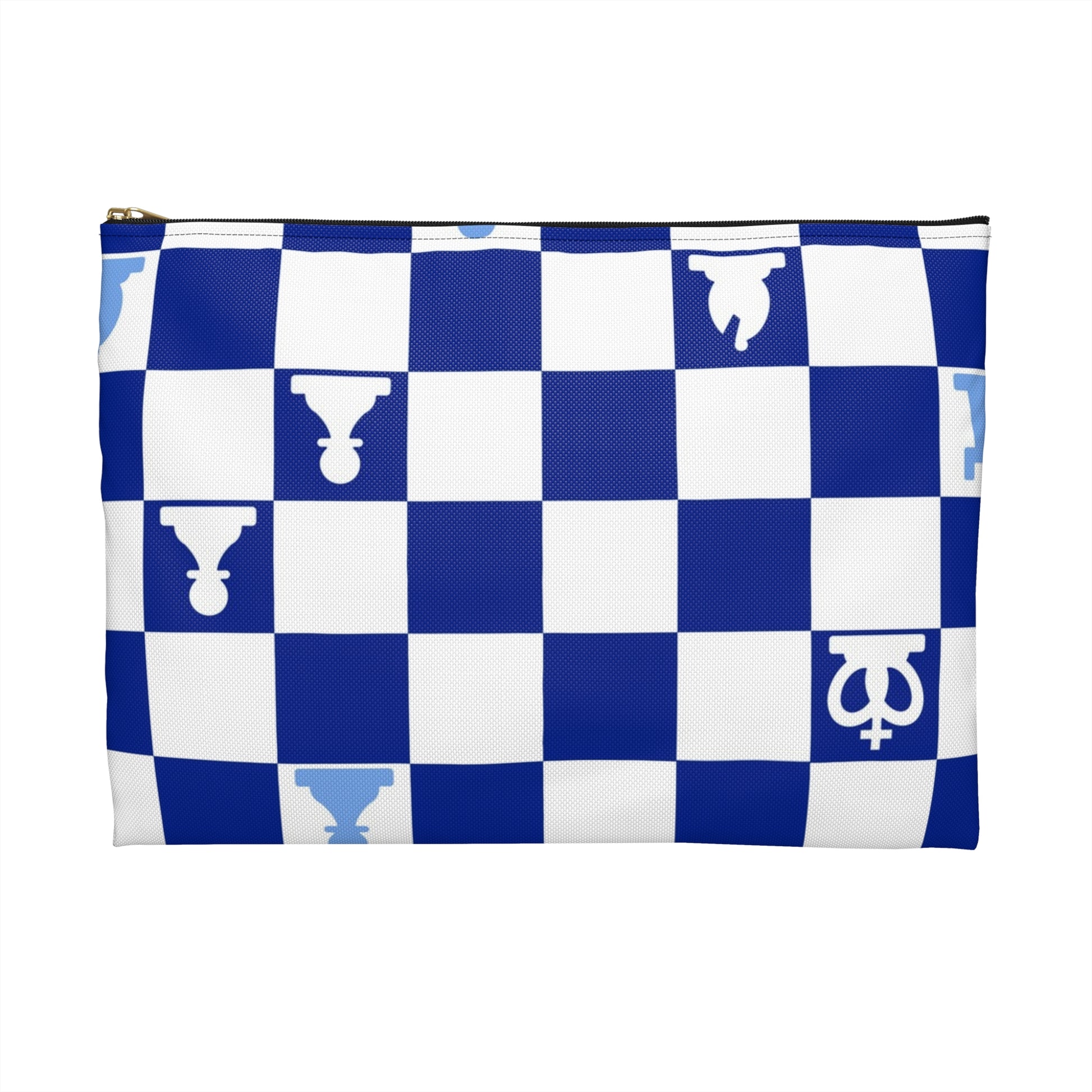 Chessboard Navy Blue Accessory Pouch, Artsulli - Art is Long, Life is Short, Bags, , , , , , , 