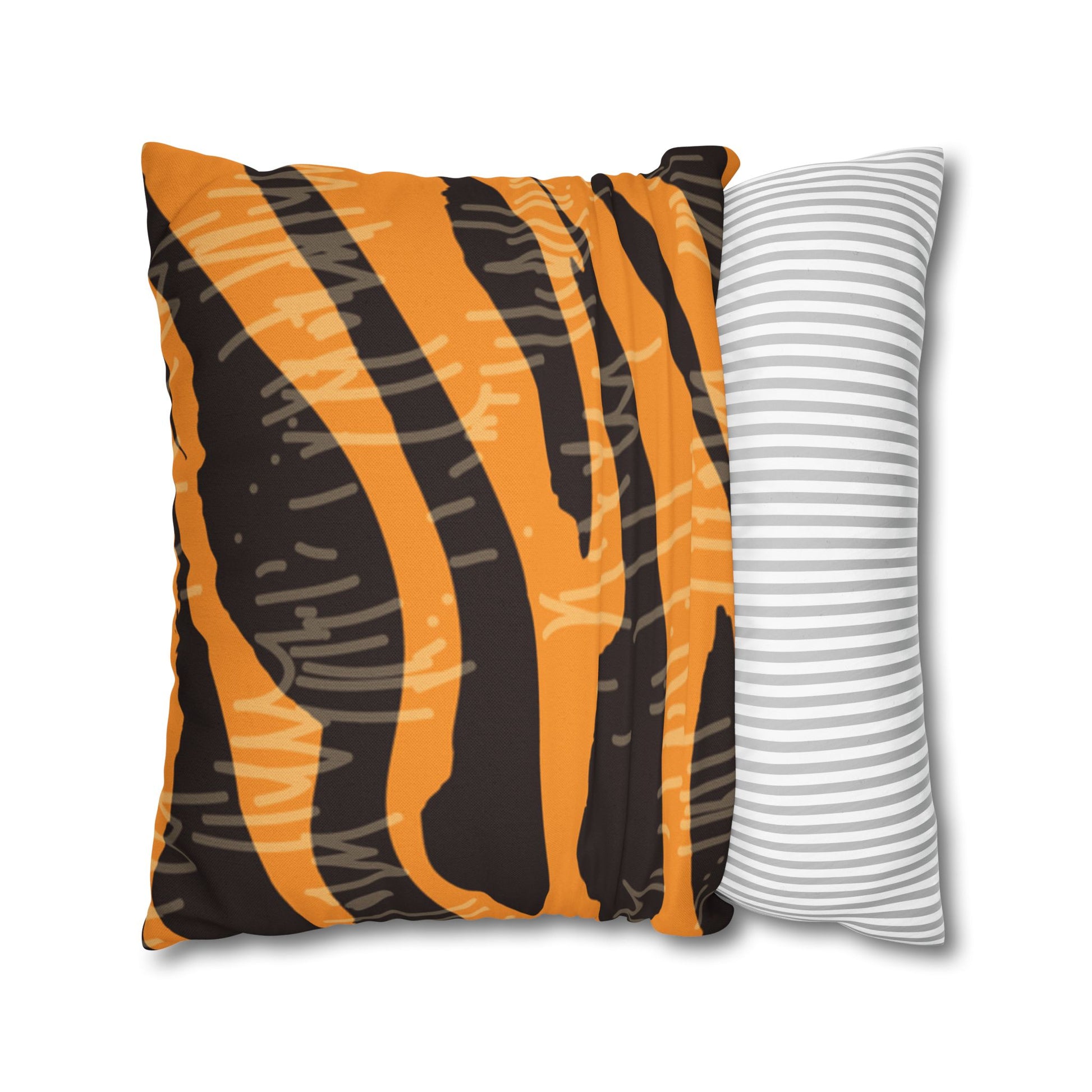 Tiger Scratches Orange & Black Spun Polyester Square Pillowcase, Artsulli - Art is Long, Life is Short, Home Decor, , , , , , , 