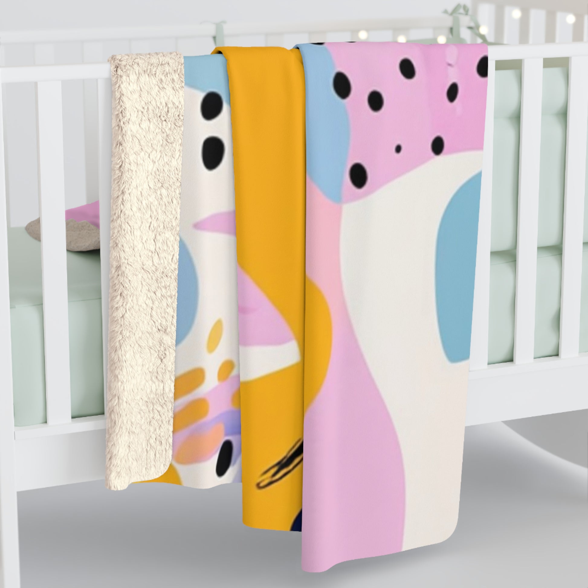 Colorful Abstract Dots and Shapes Sherpa Fleece Blanket, Artsulli - Art is Long, Life is Short, Home Decor, , , , , , , 
